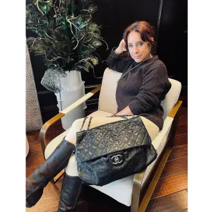 Chanel Elastic CC Flap Bag Glazed Caviar Hobo Shoulder Bag