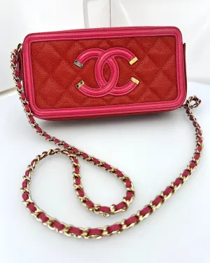 CHANEL FILIGREE CAVIAR LAMBSKIN CROSSBODY CHAIN BAG