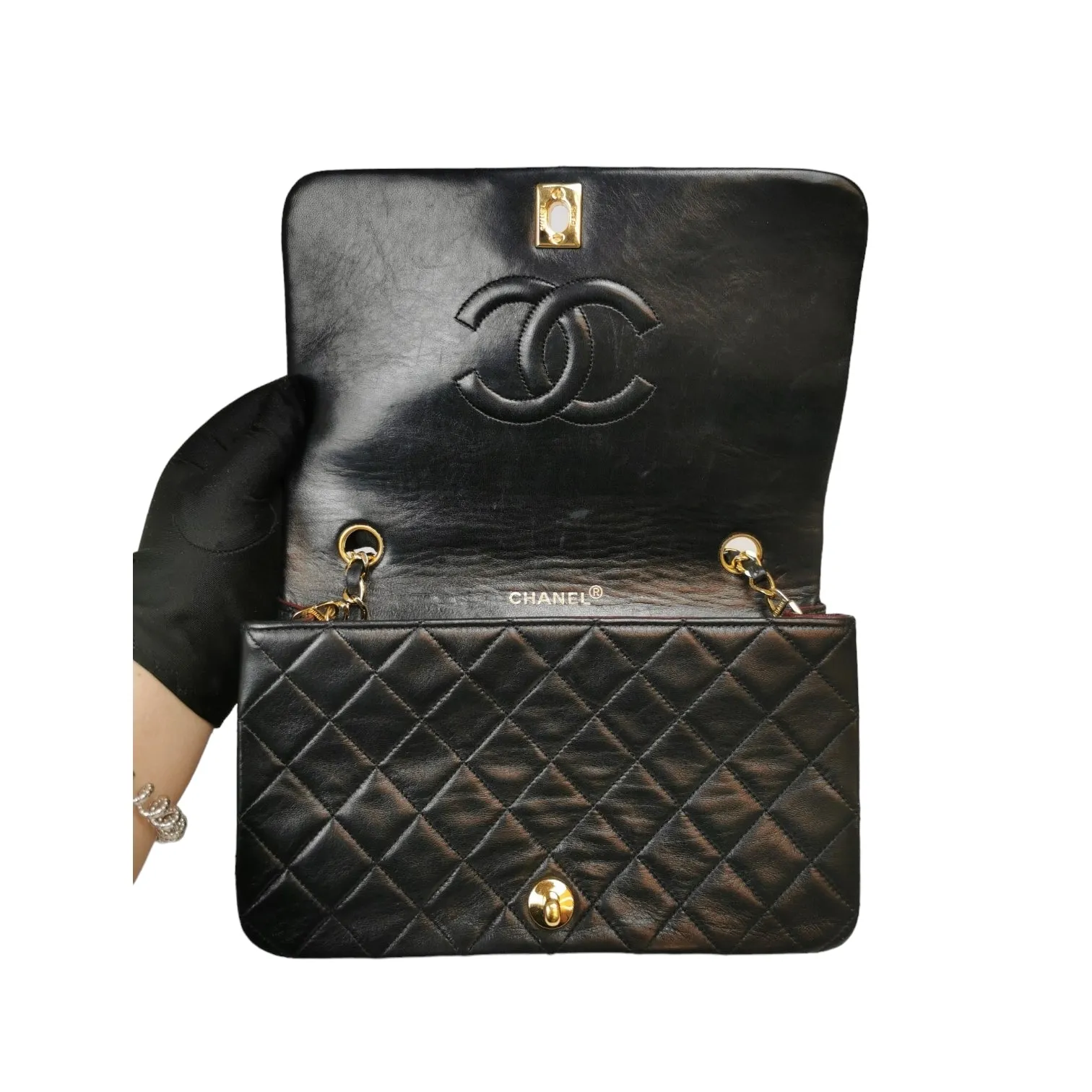 Chanel Full Flap Bag Black Lambskin Gold