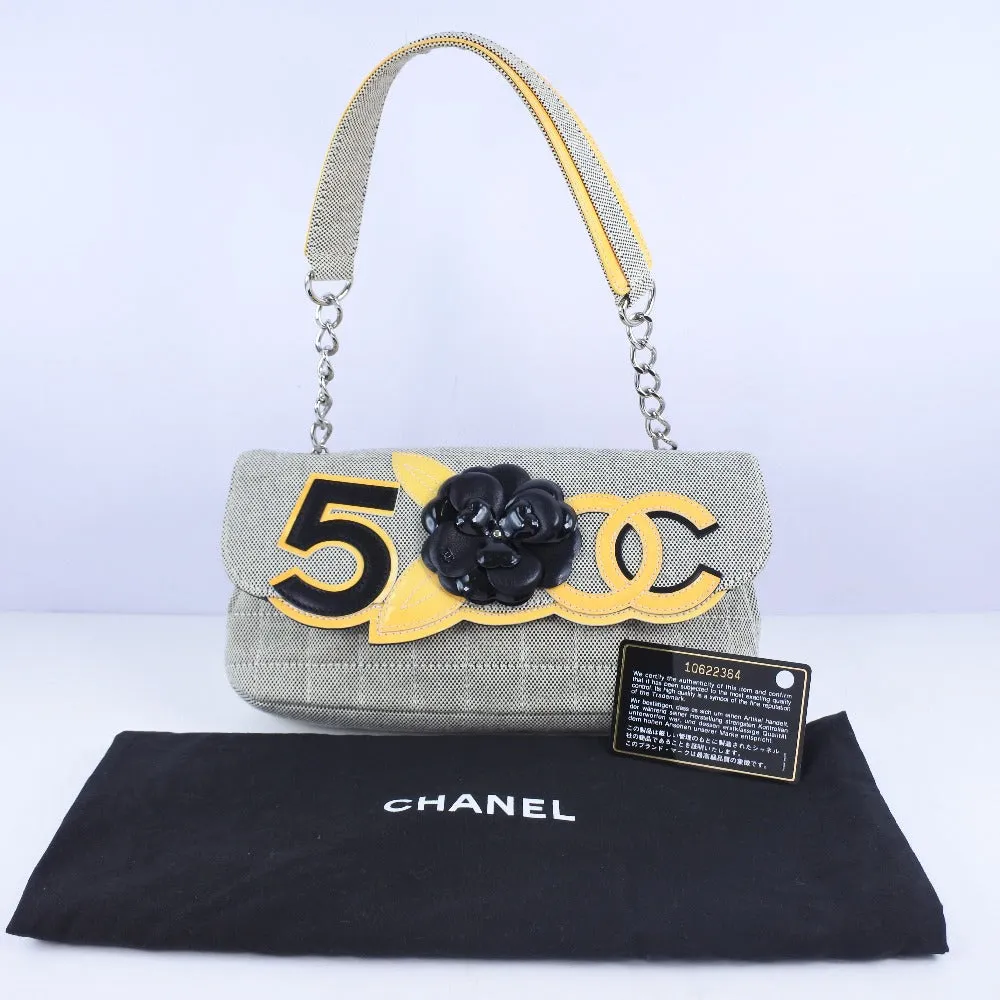 Chanel Gray Canvas Camellia shoulder bag