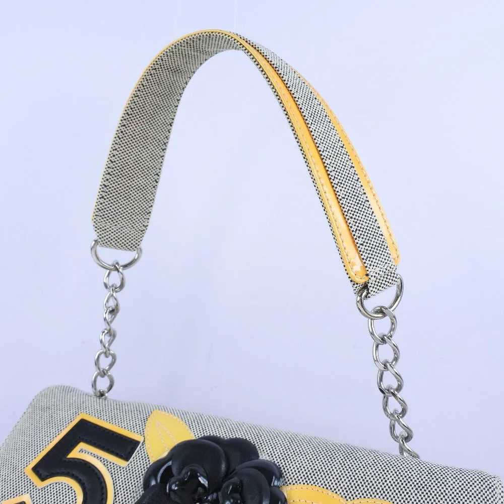 Chanel Gray Canvas Camellia shoulder bag