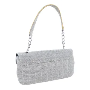Chanel Gray Canvas Camellia shoulder bag
