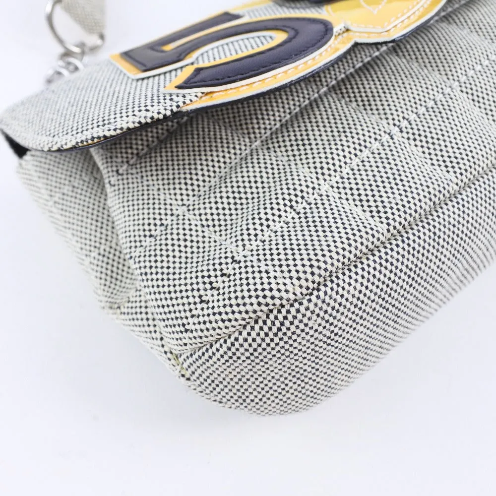 Chanel Gray Canvas Camellia shoulder bag