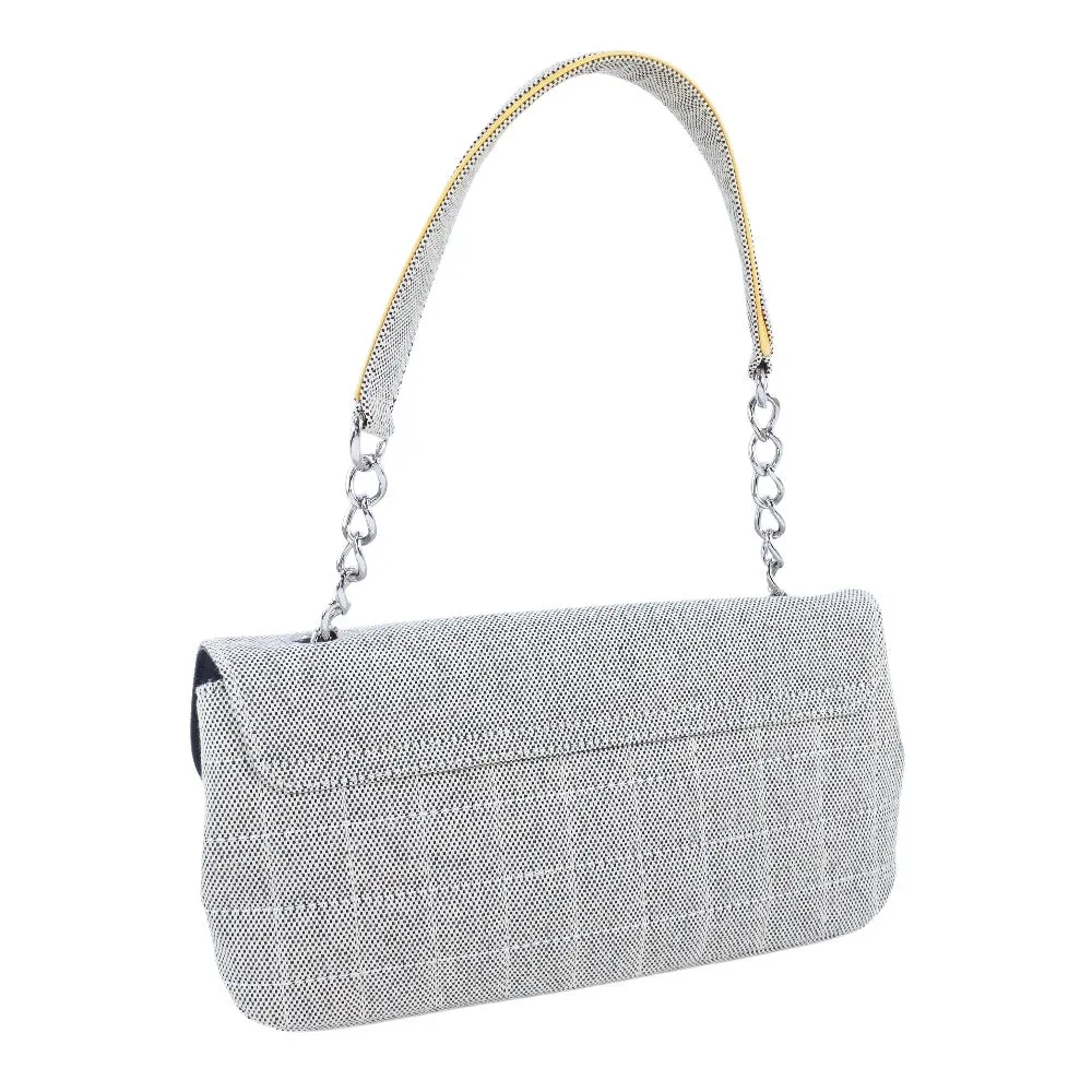 Chanel Gray Canvas Camellia shoulder bag