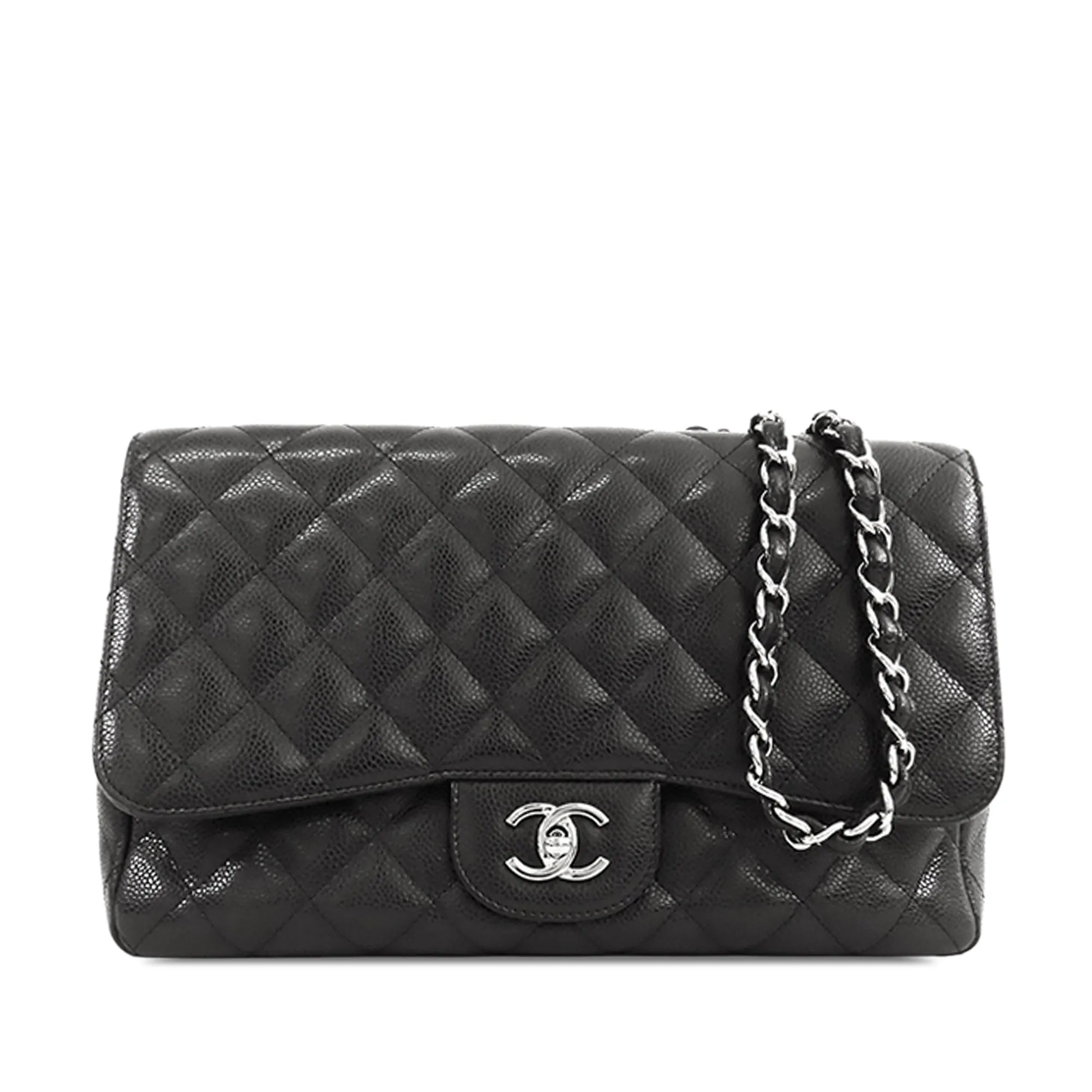 Chanel Jumbo Classic Caviar Single Flap Shoulder Bag