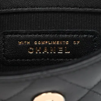 CHANEL LAMBSKIN QUILT CLUTCH WITH BLACK CHAIN