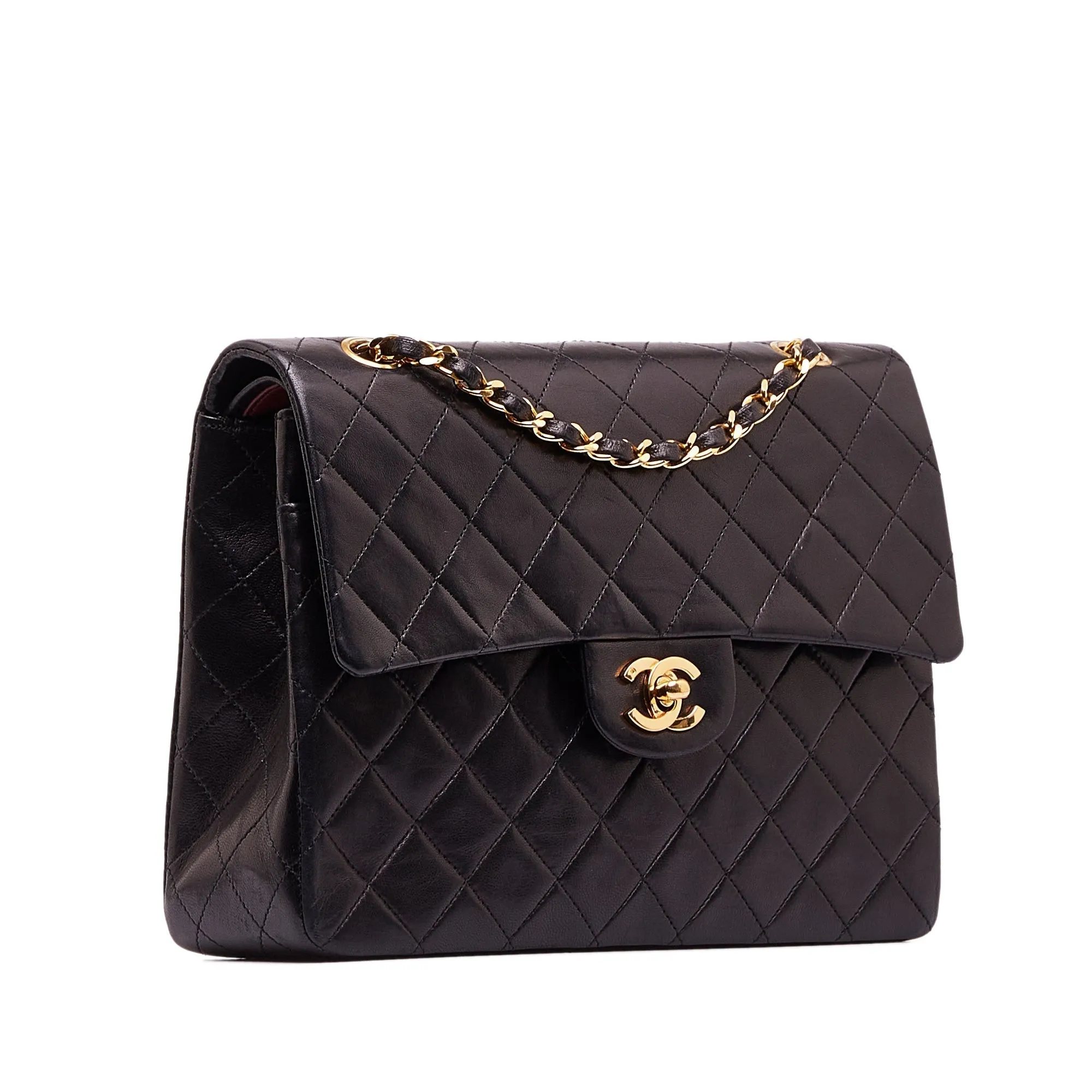CHANEL Medium Tall Classic Lambskin Double Flap Shoulder Bag