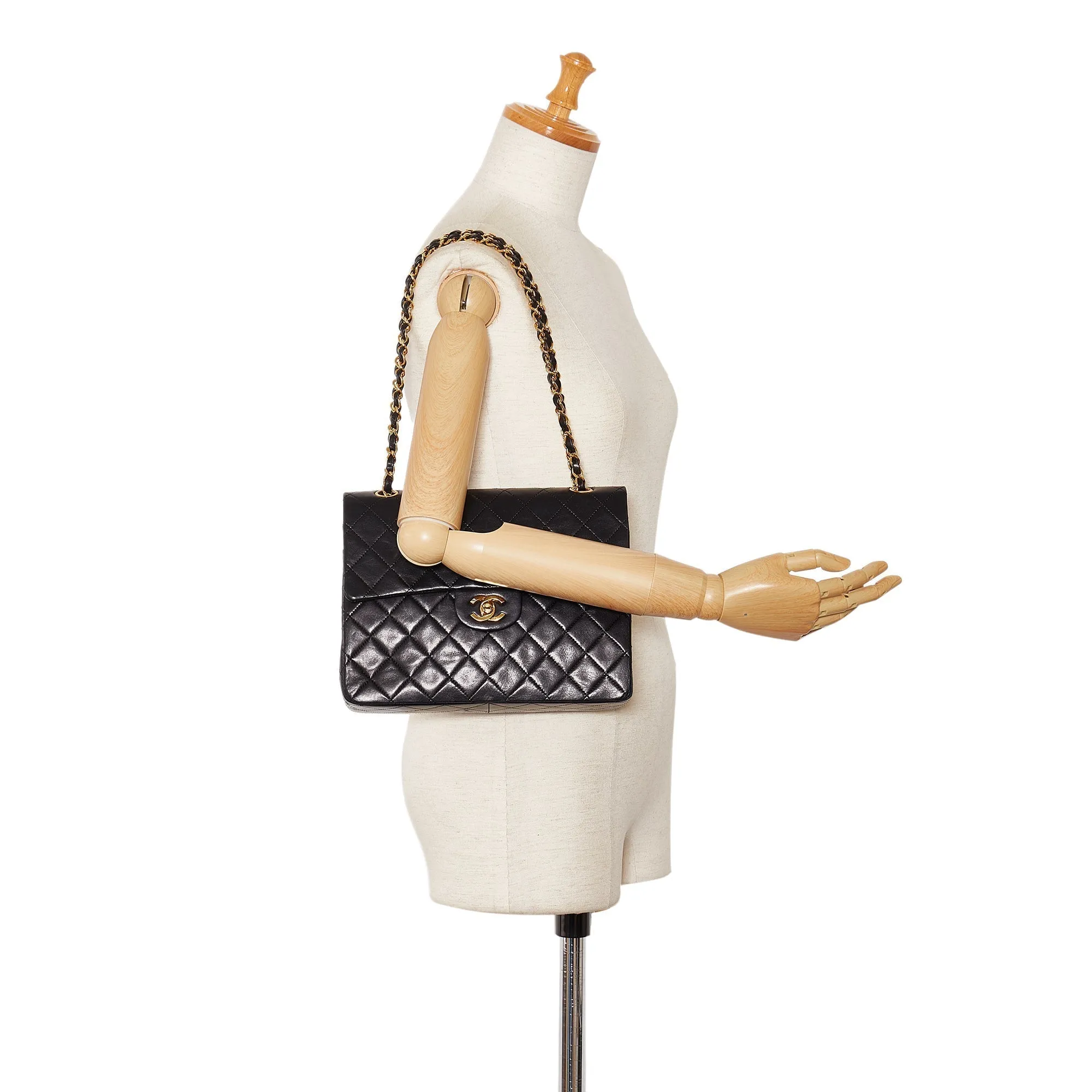 CHANEL Medium Tall Classic Lambskin Double Flap Shoulder Bag