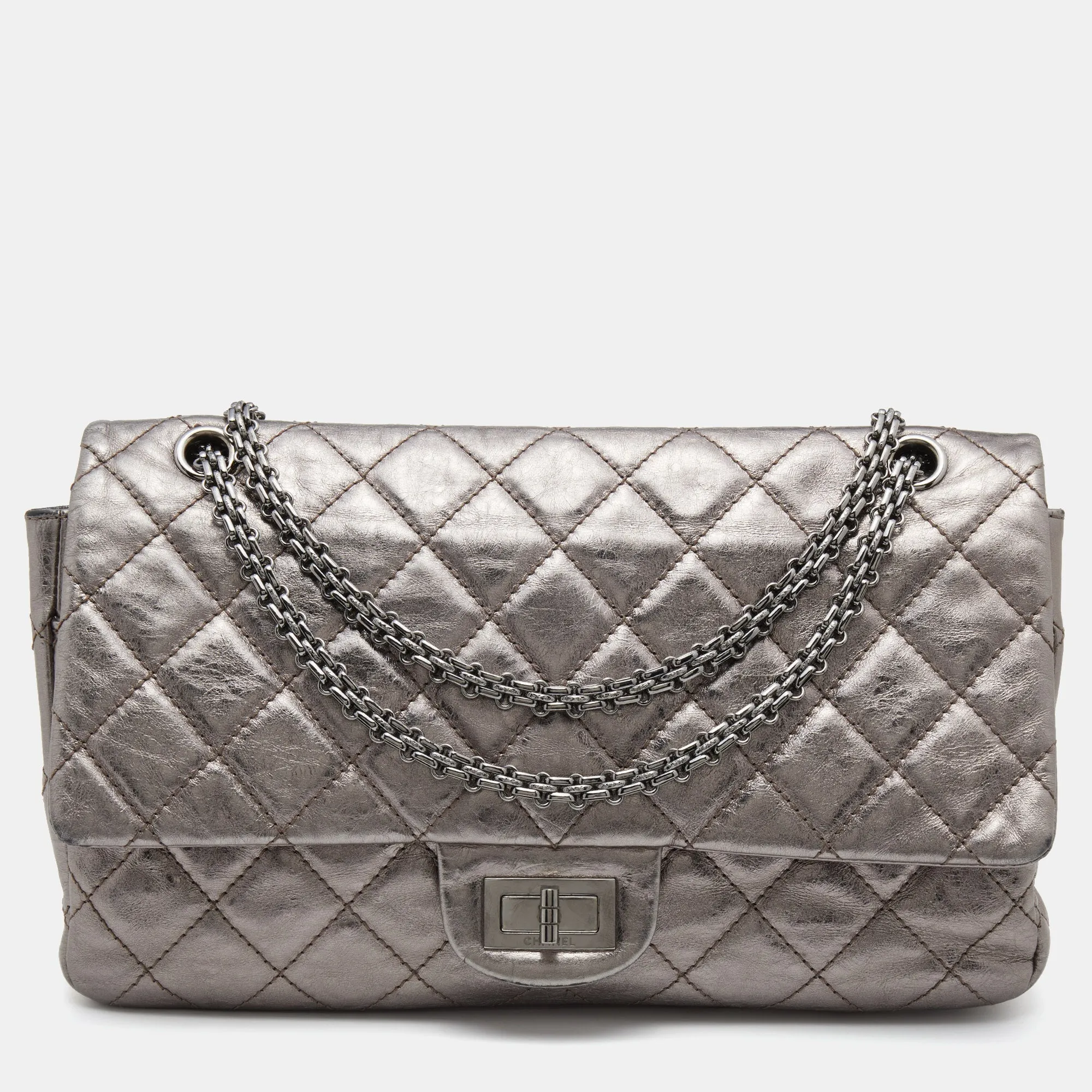 Chanel Metallic Quilted Aged Leather Reissue 2.55 Classic 227 Flap Bag