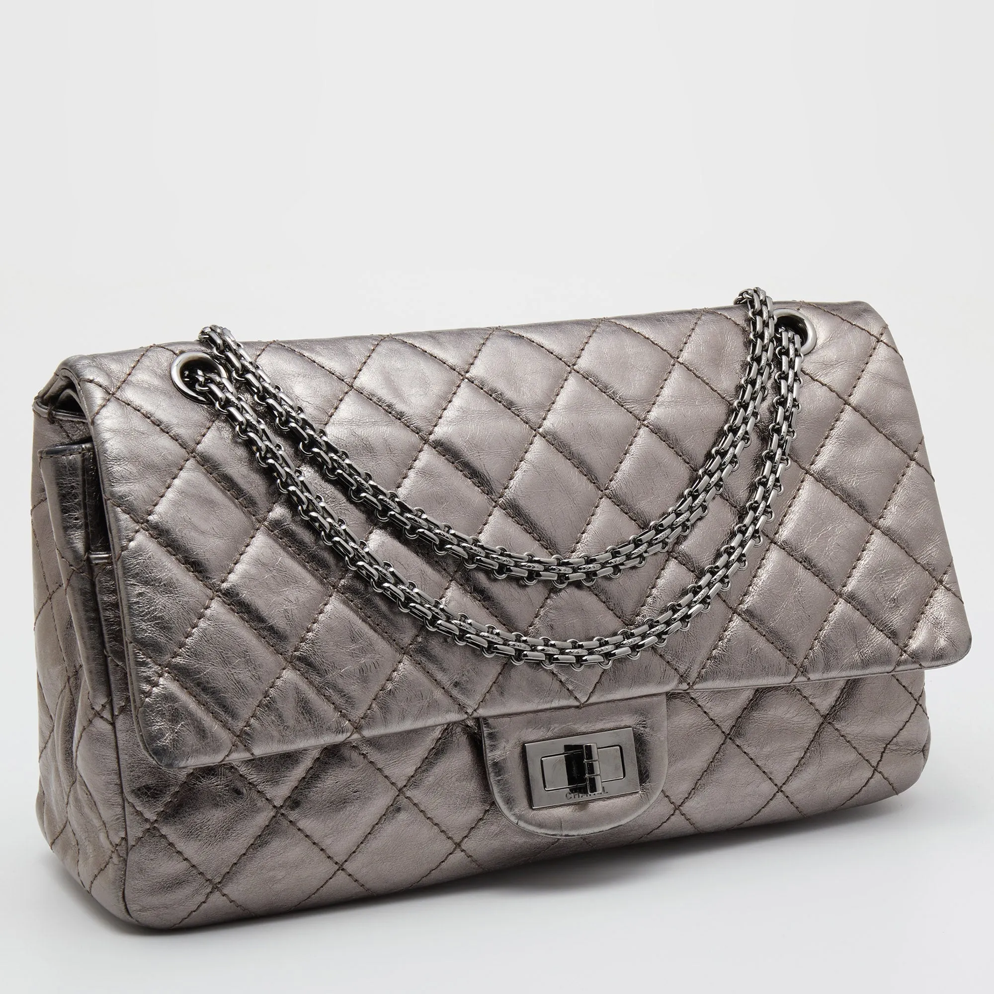 Chanel Metallic Quilted Aged Leather Reissue 2.55 Classic 227 Flap Bag
