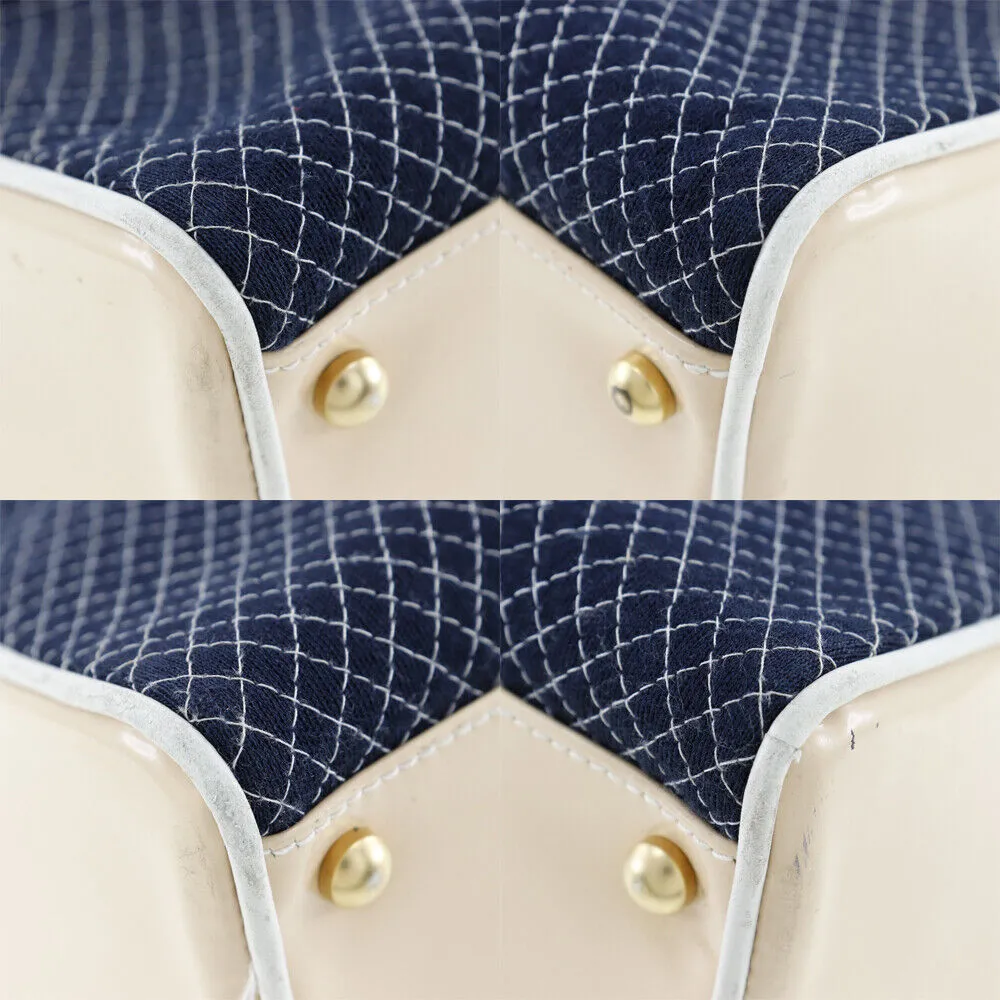 Chanel Mini Boston Bag Navy / Ivory