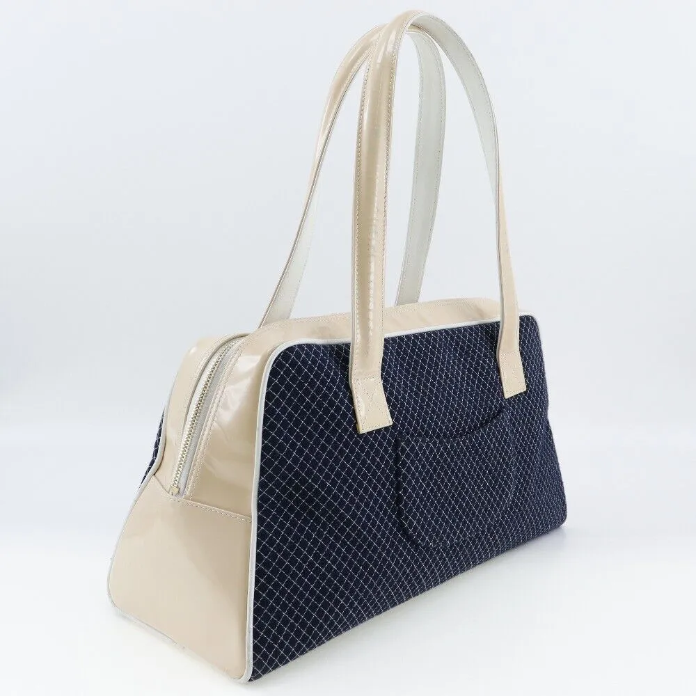 Chanel Mini Boston Bag Navy / Ivory