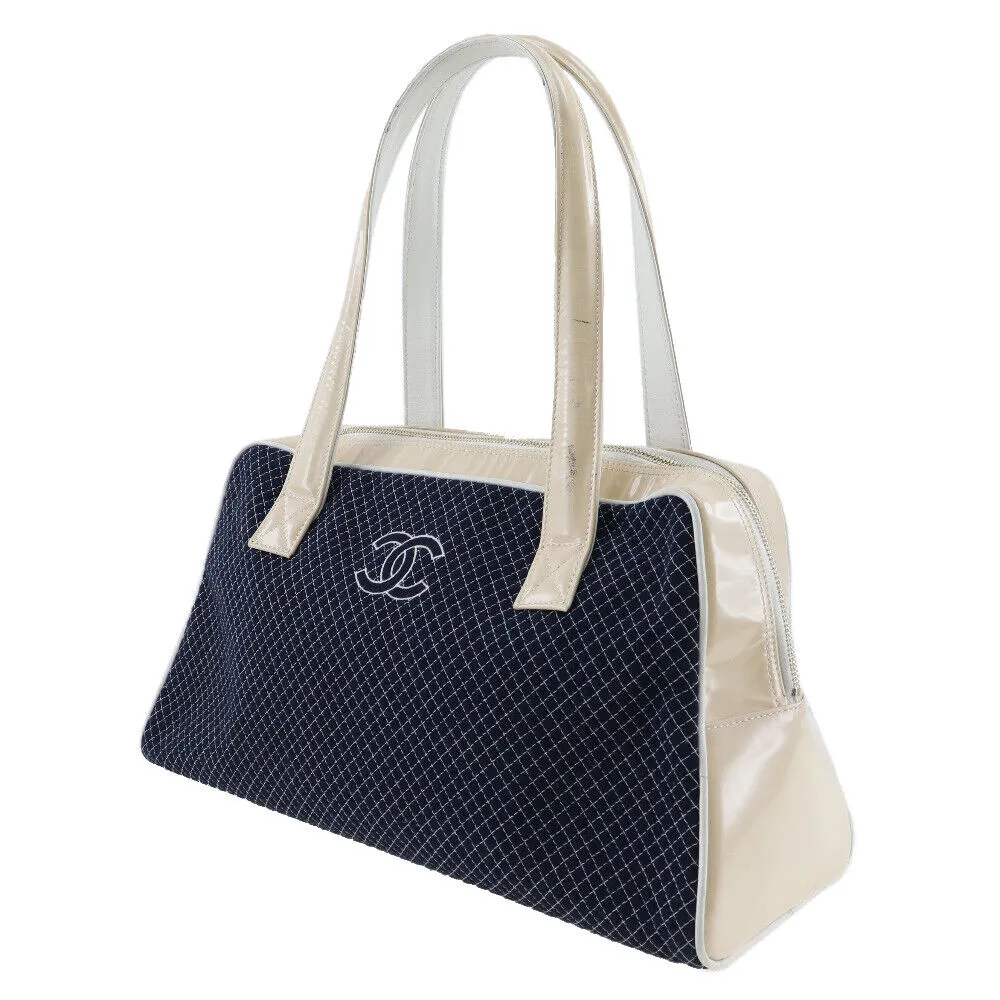 Chanel Mini Boston Bag Navy / Ivory