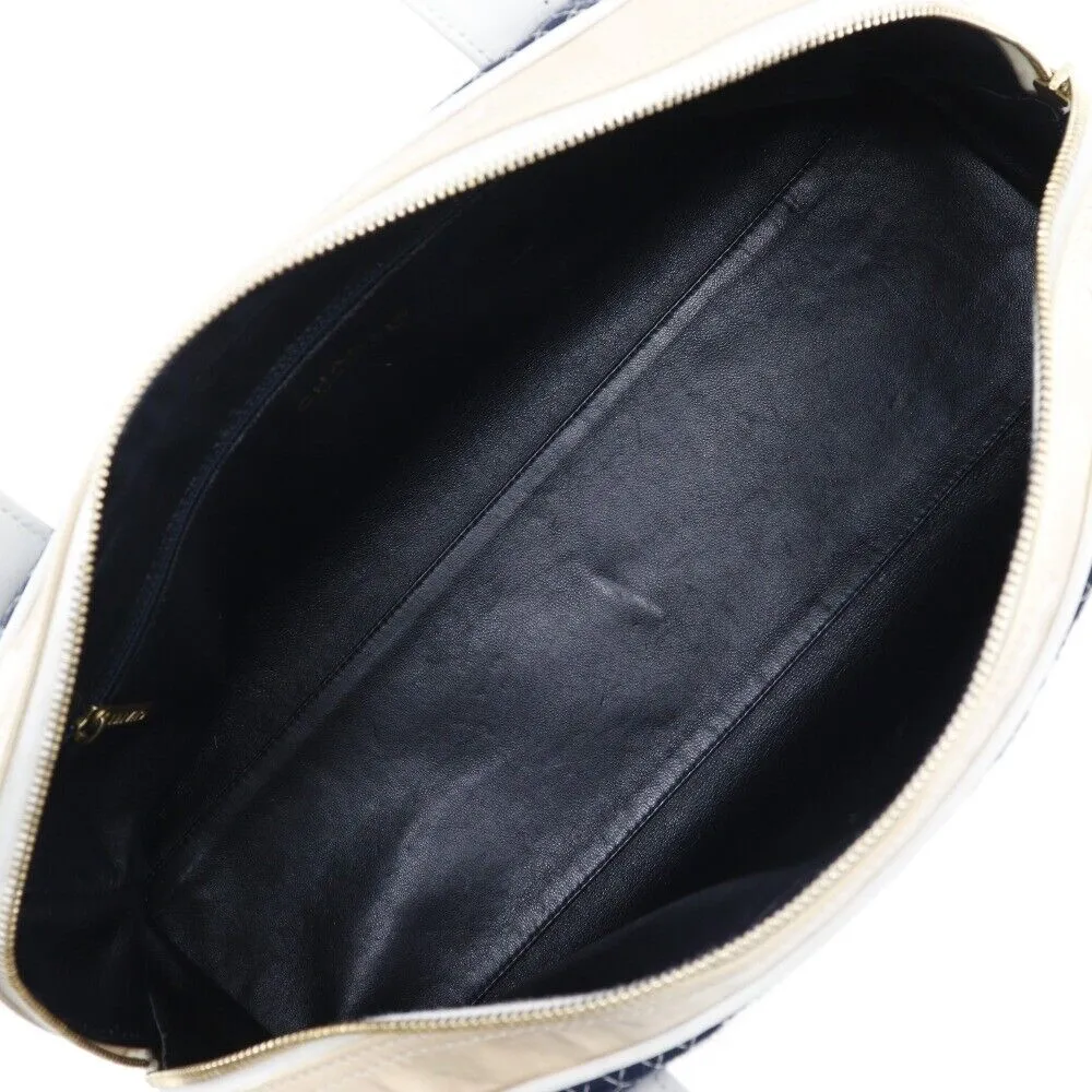Chanel Mini Boston Bag Navy / Ivory