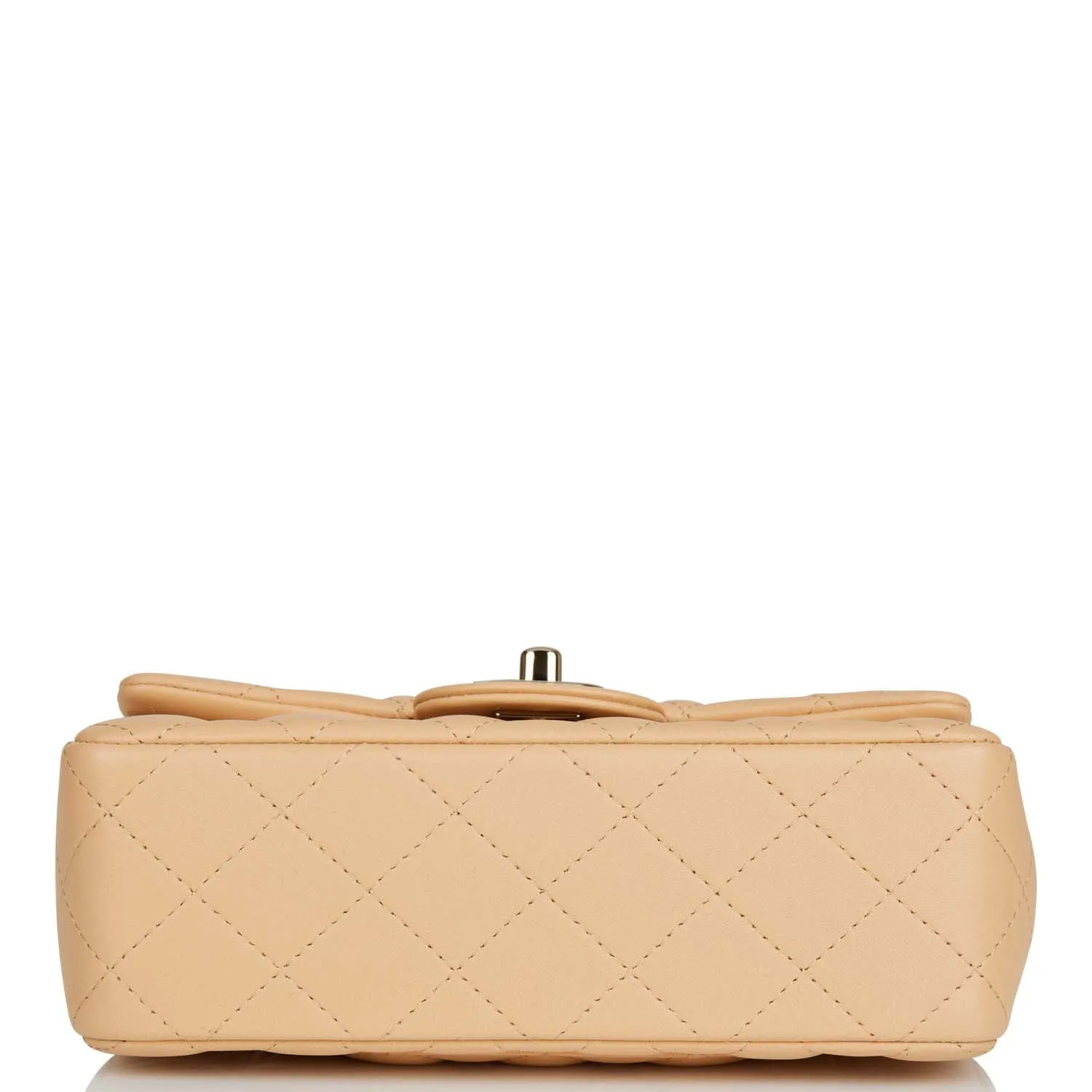 Chanel Mini Rectangular Flap Bag Beige Lambskin Light Gold Hardware