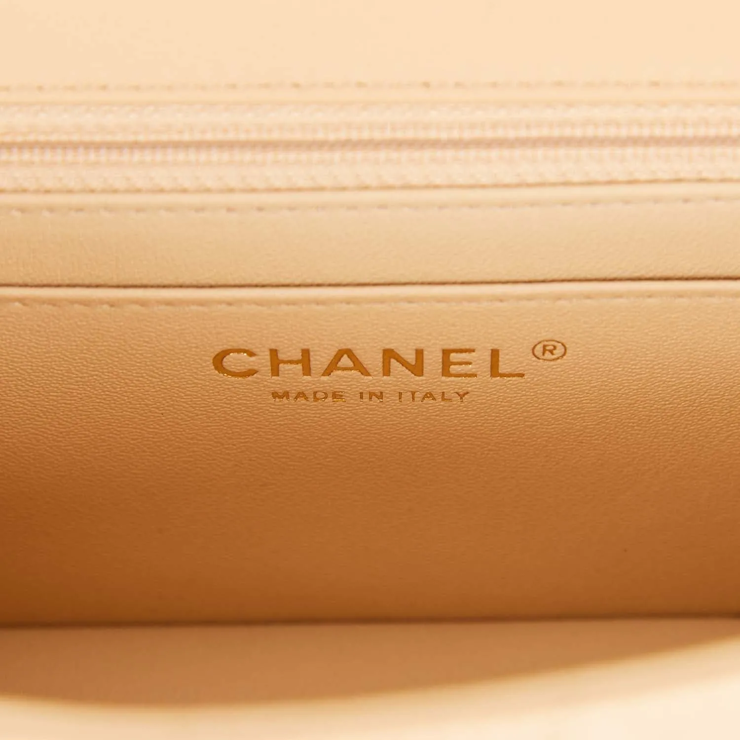 Chanel Mini Rectangular Flap Bag Beige Lambskin Light Gold Hardware