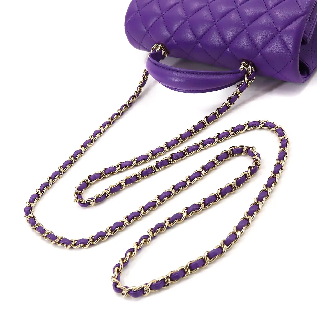 Chanel Mini Top Handle Purple Flap Bag
