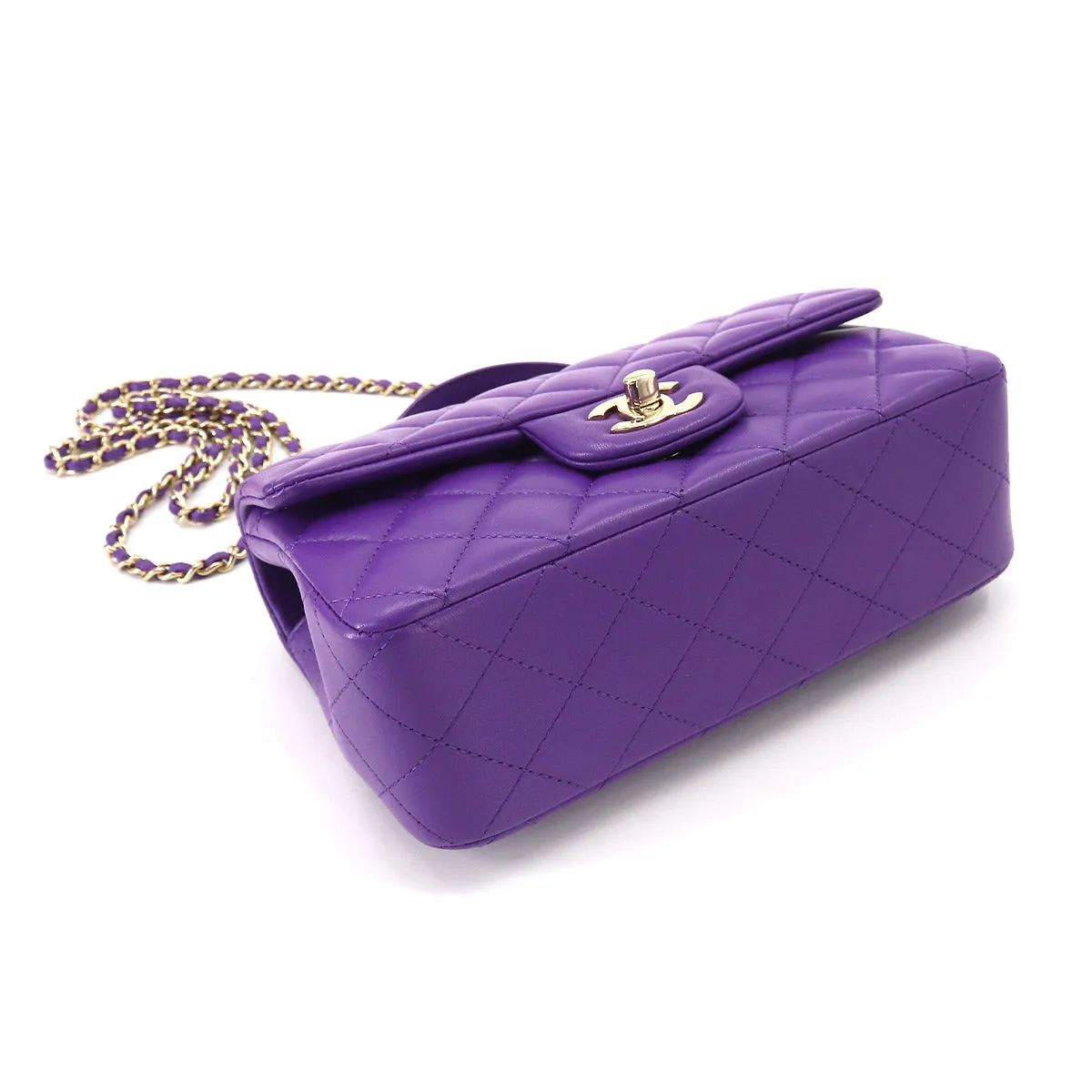 Chanel Mini Top Handle Purple Flap Bag
