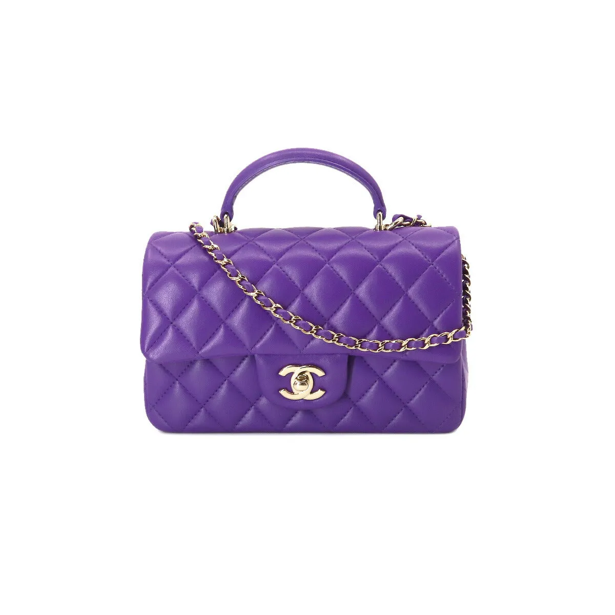 Chanel Mini Top Handle Purple Flap Bag