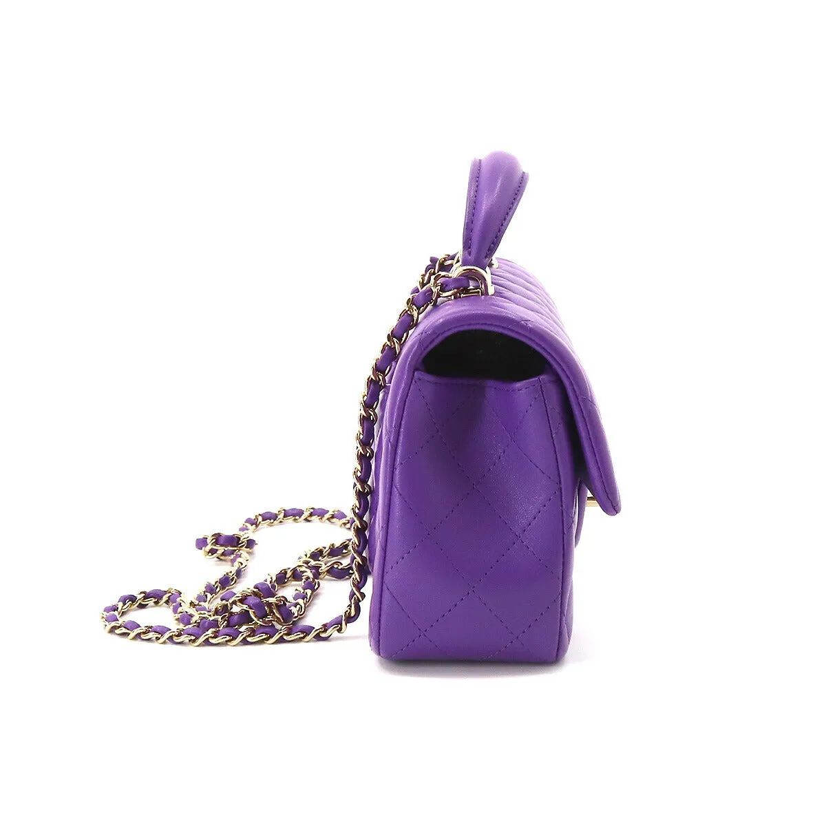 Chanel Mini Top Handle Purple Flap Bag