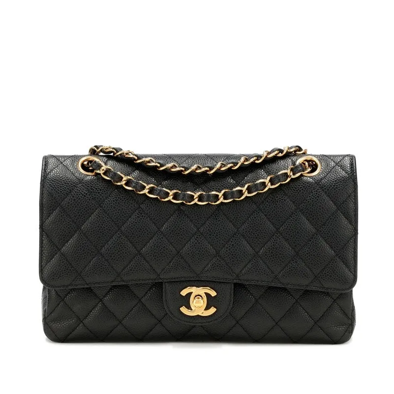 CHANEL QUILTED CAVIAR LEATHER  CLASSIC DOUBLE FLAP MEDIUM BAG