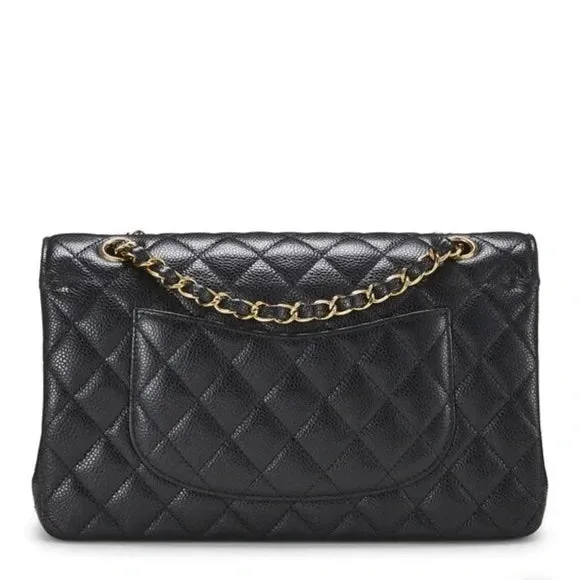 CHANEL QUILTED CAVIAR LEATHER  CLASSIC DOUBLE FLAP MEDIUM BAG