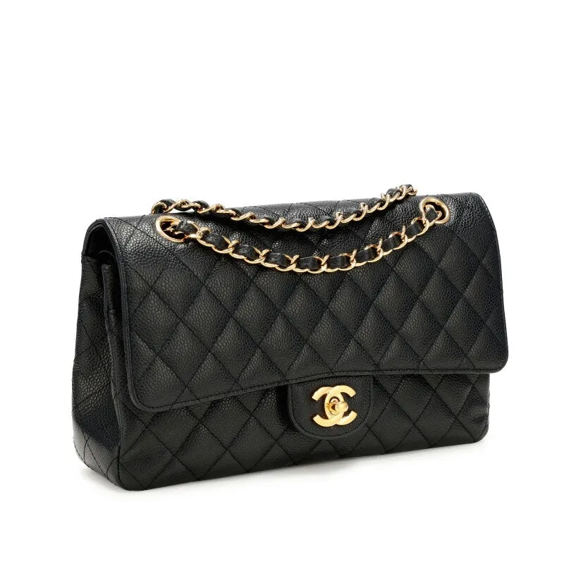 CHANEL QUILTED CAVIAR LEATHER  CLASSIC DOUBLE FLAP MEDIUM BAG