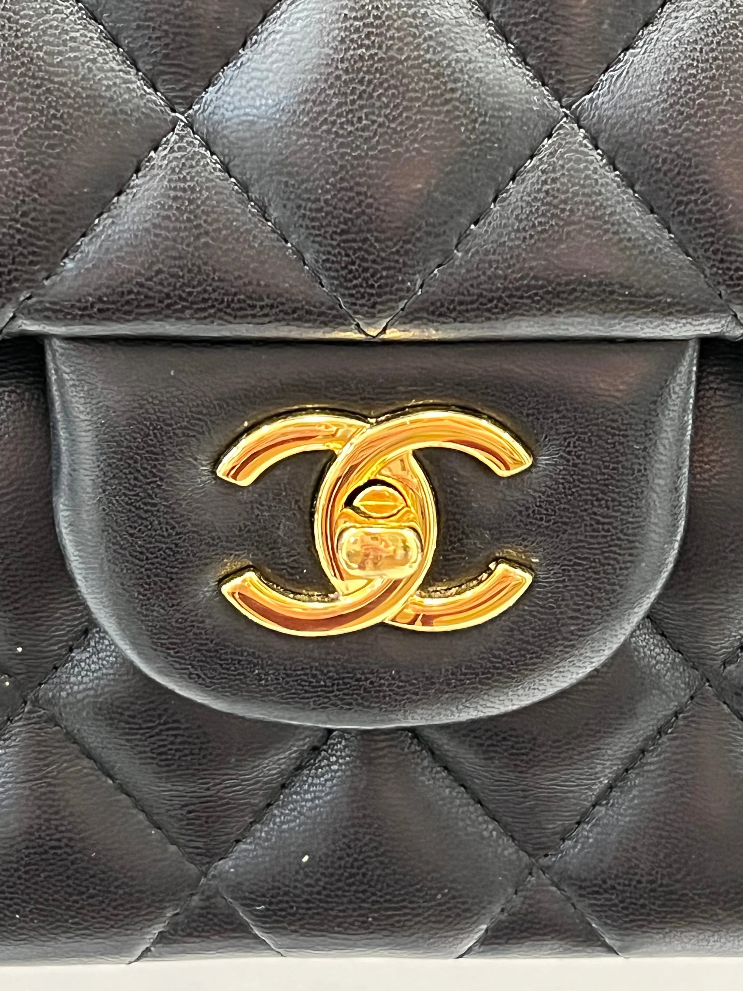 CHANEL QUILTED LAMBSKIN DOUBLE FLAP JUMBO BAG