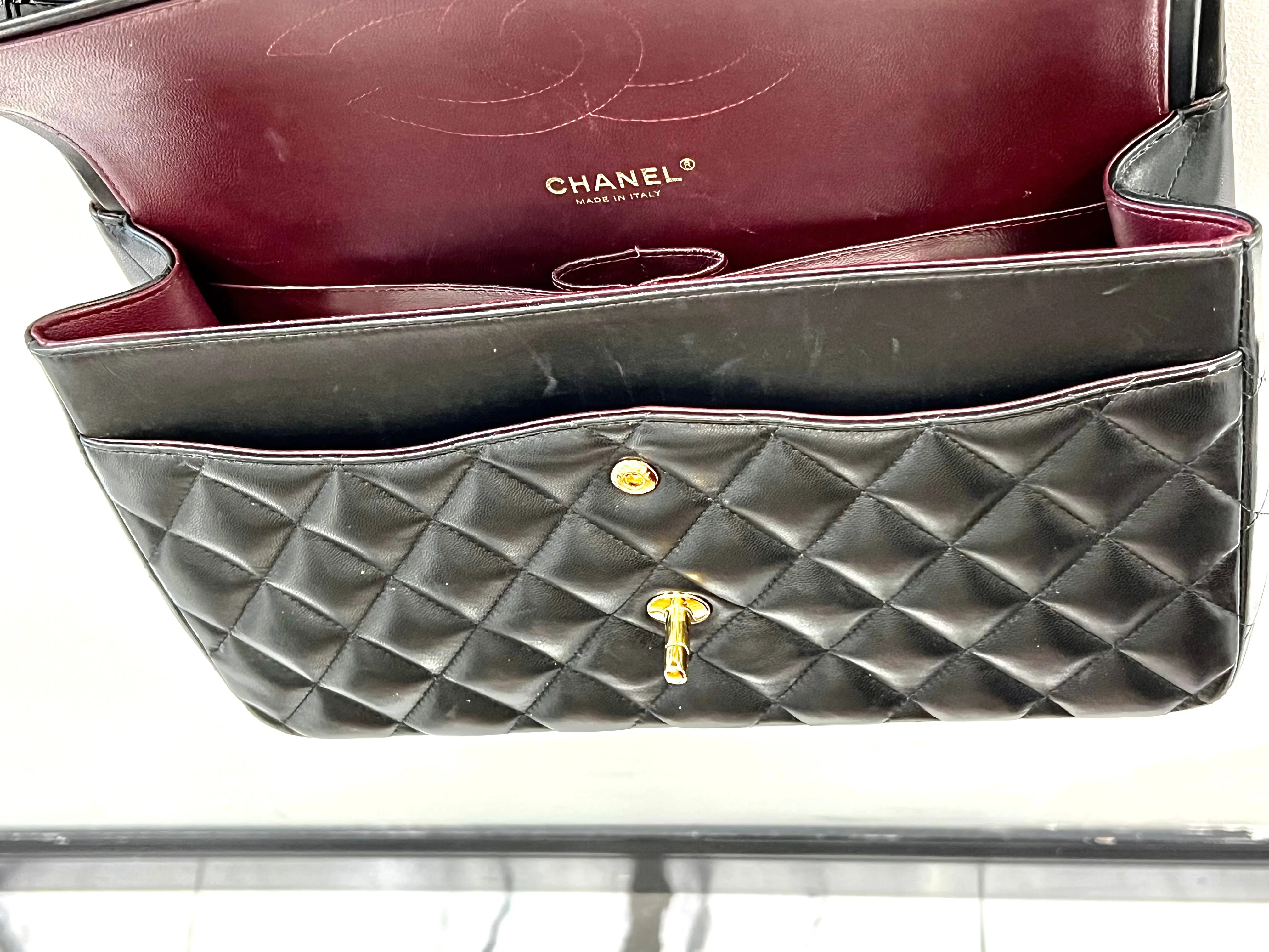CHANEL QUILTED LAMBSKIN DOUBLE FLAP JUMBO BAG