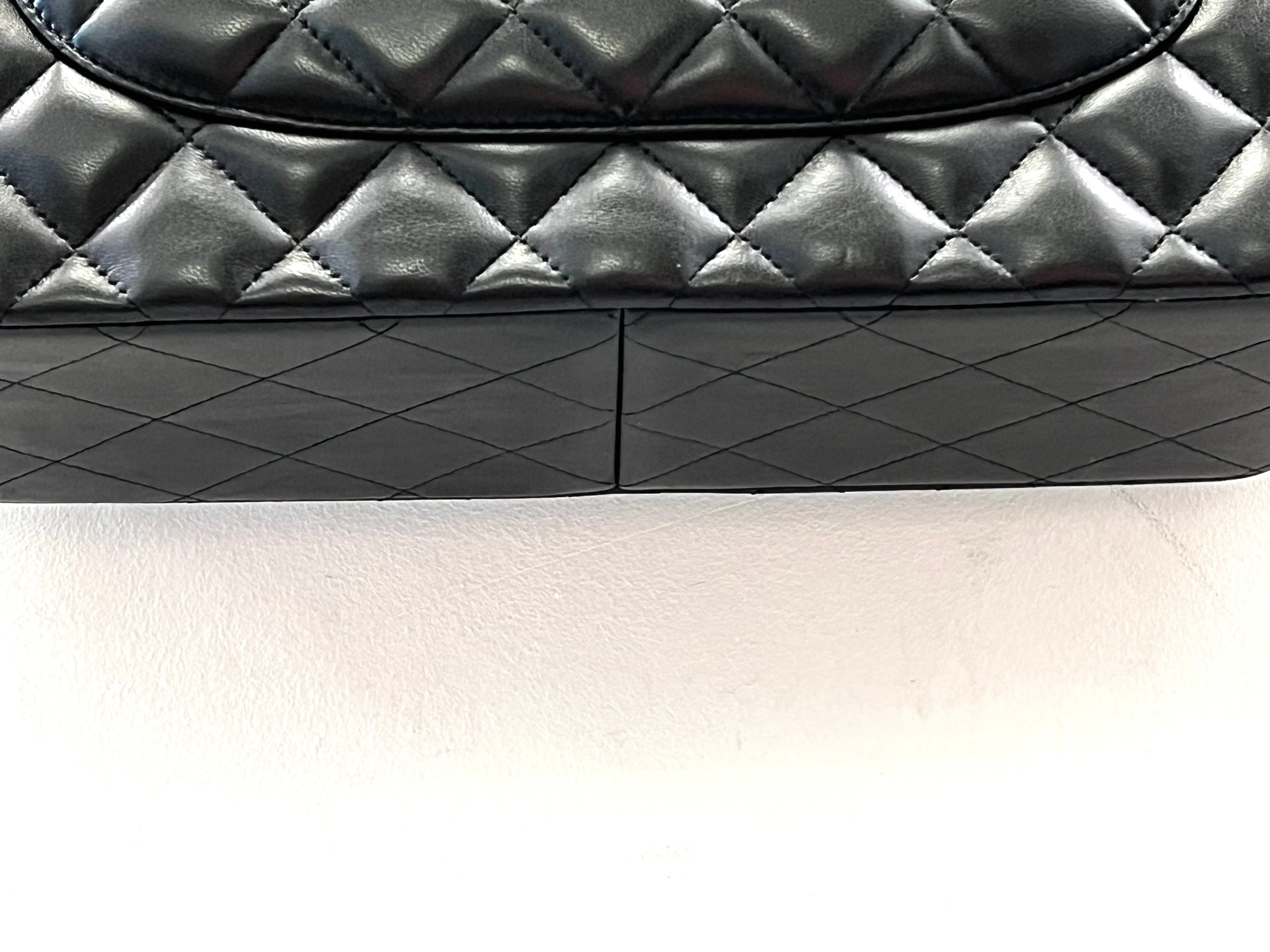 CHANEL QUILTED LAMBSKIN DOUBLE FLAP JUMBO BAG