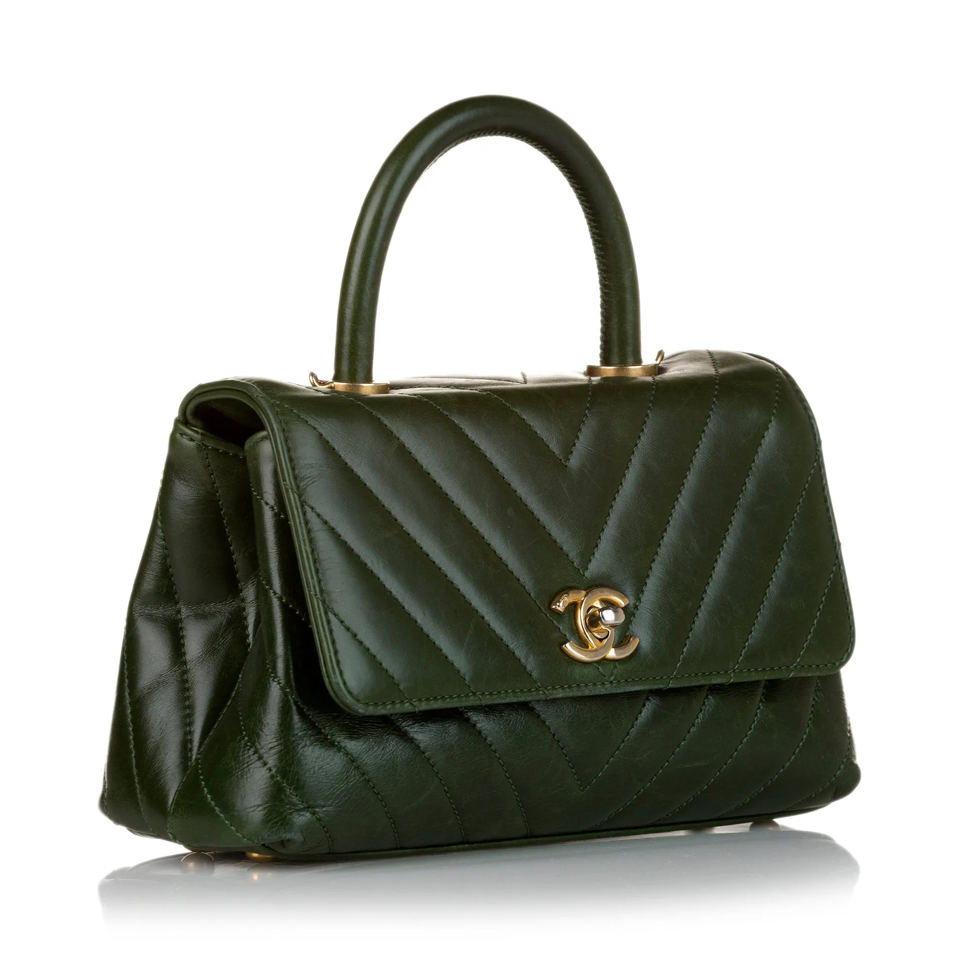 Chanel Small Top Handle Chevron Bag