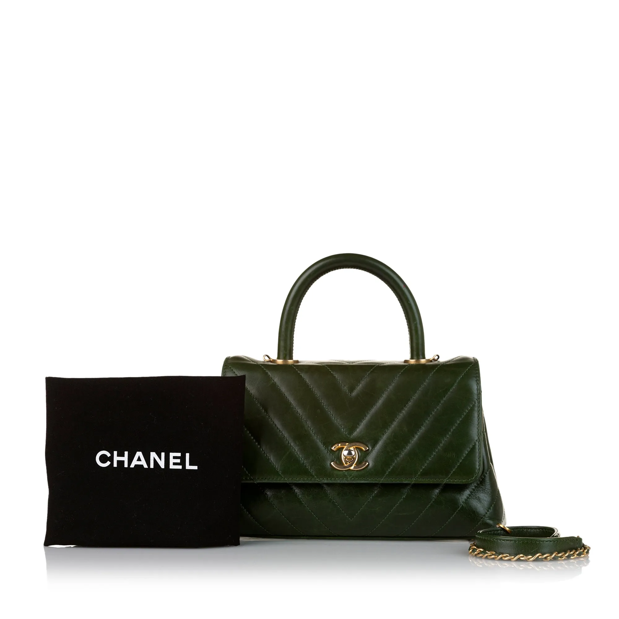 Chanel Small Top Handle Chevron Bag