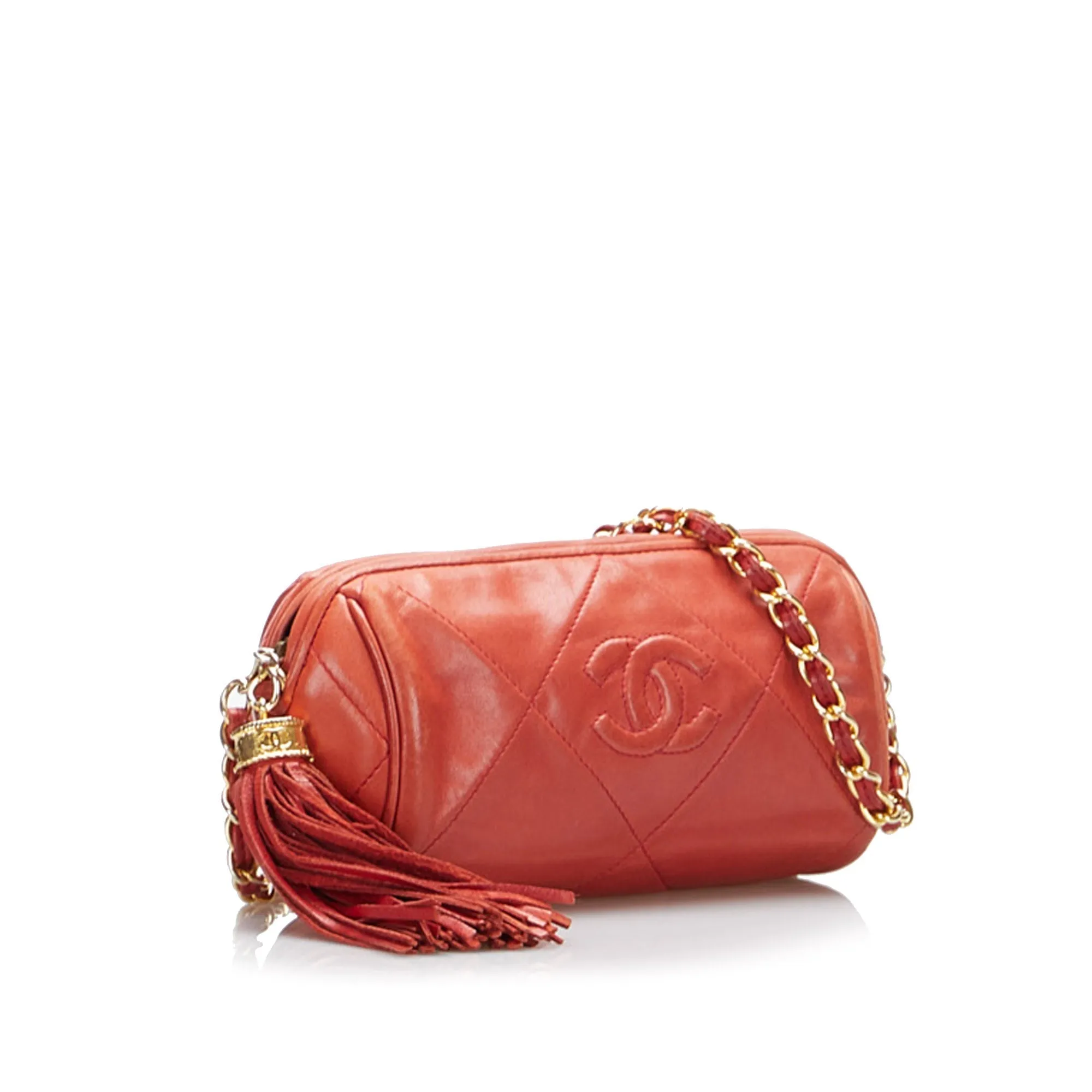 Chanel Timeless Crossbody Bag Coral Orange Lambskin Gold