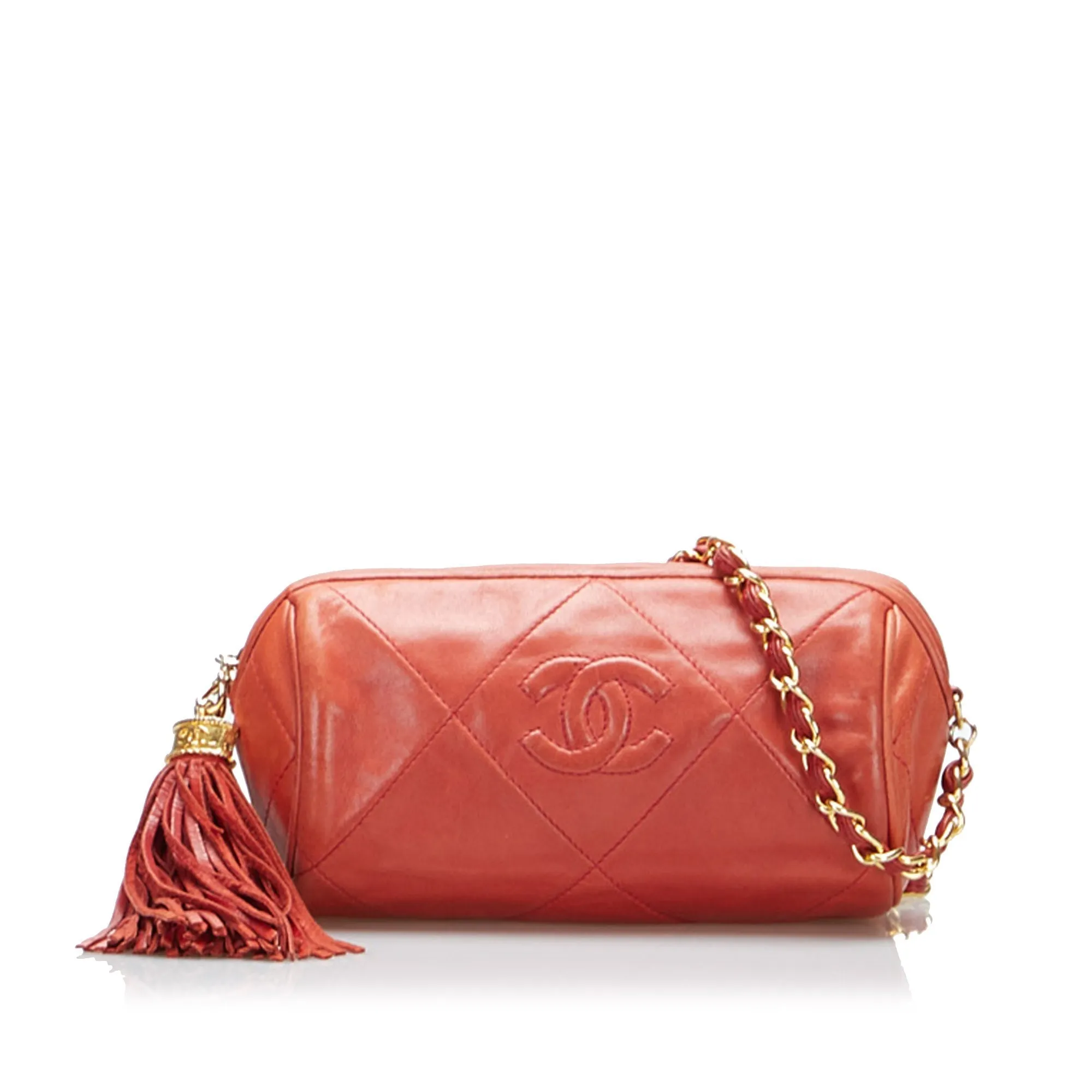 Chanel Timeless Crossbody Bag Coral Orange Lambskin Gold