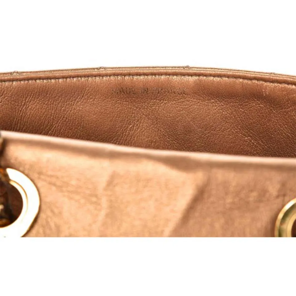 Chanel Vintage 90's Metallic Lambskin Mini Quilted Flap Gold Cross Body Bag