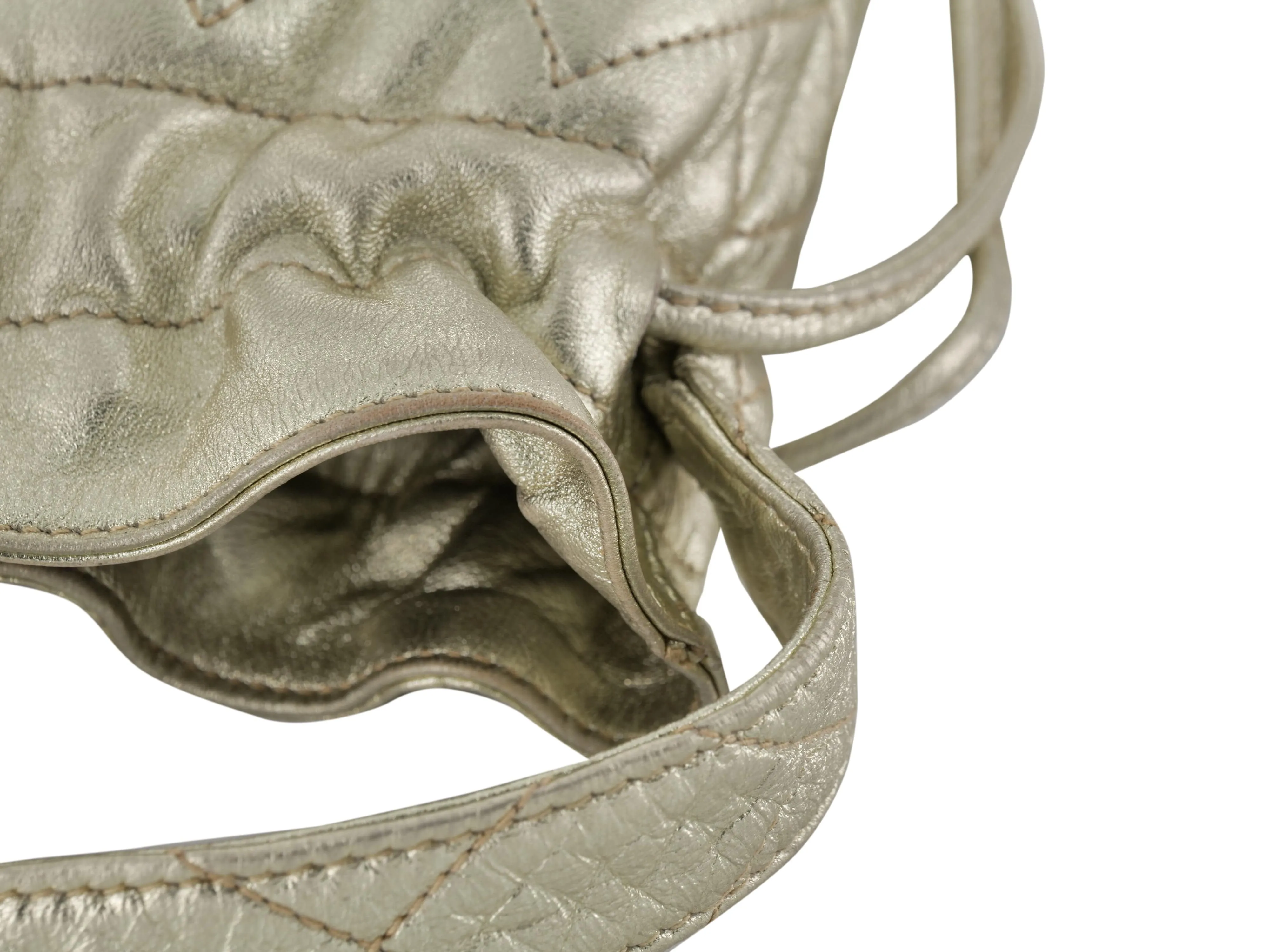 Chanel Vintage Gold Lambskin Small Drawstring bag - AWC1252