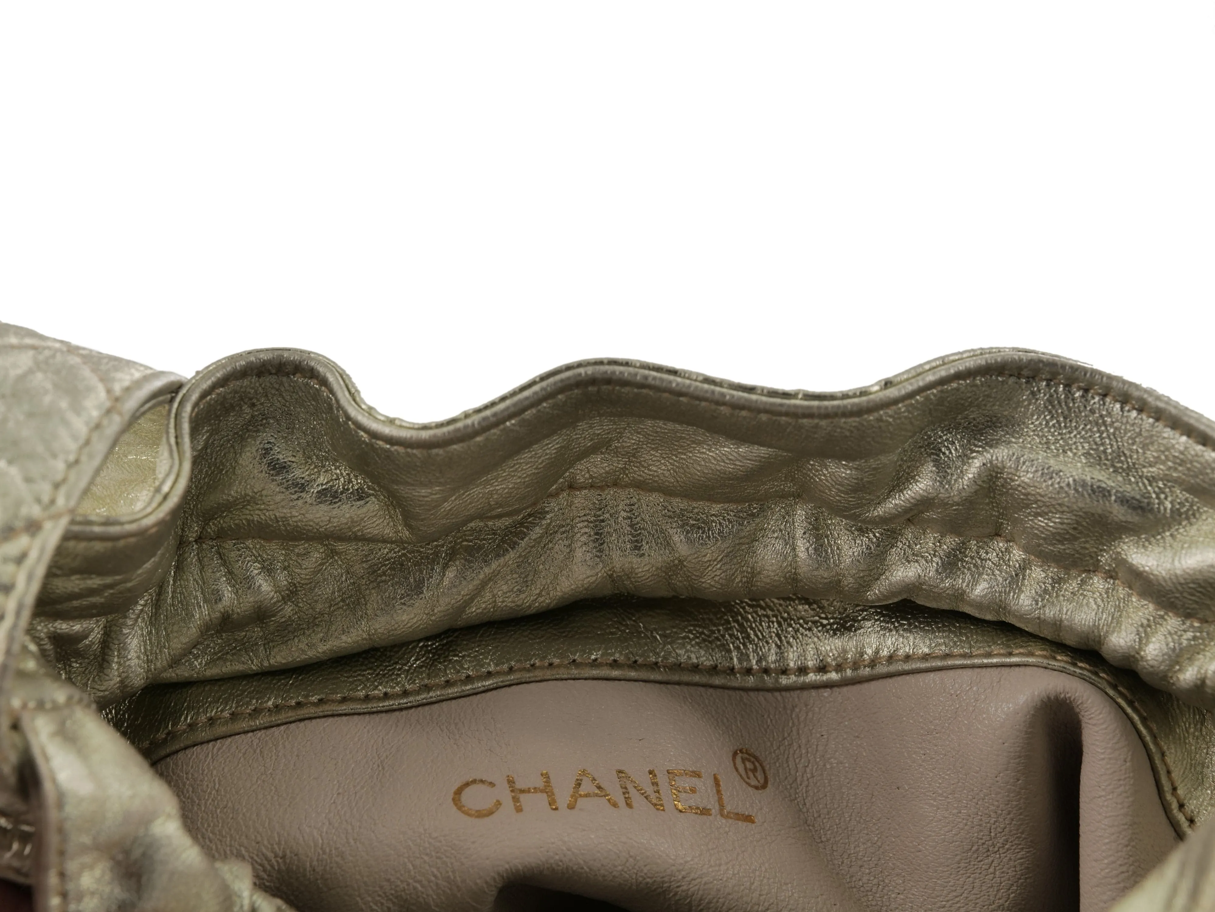 Chanel Vintage Gold Lambskin Small Drawstring bag - AWC1252