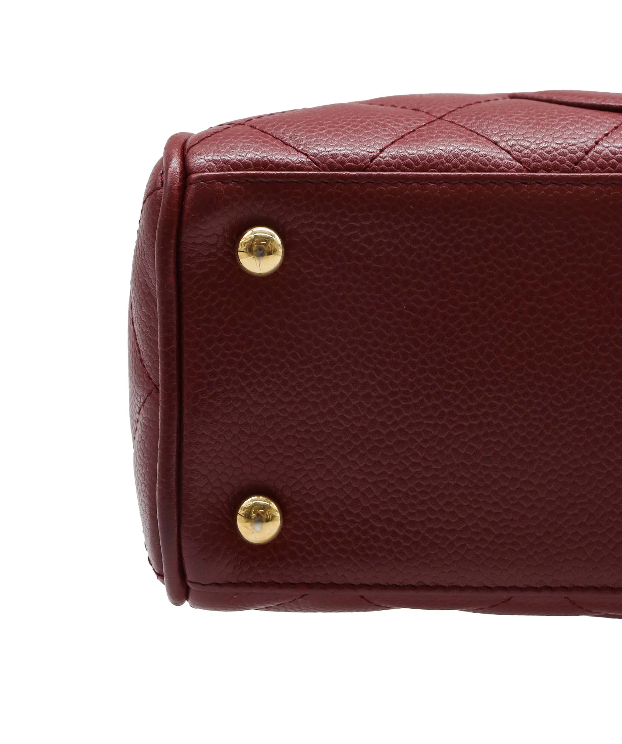 CHANEL VINTAGE MINI BOSTON HAND BAG RED CAVIAR SKIN DXBS2203