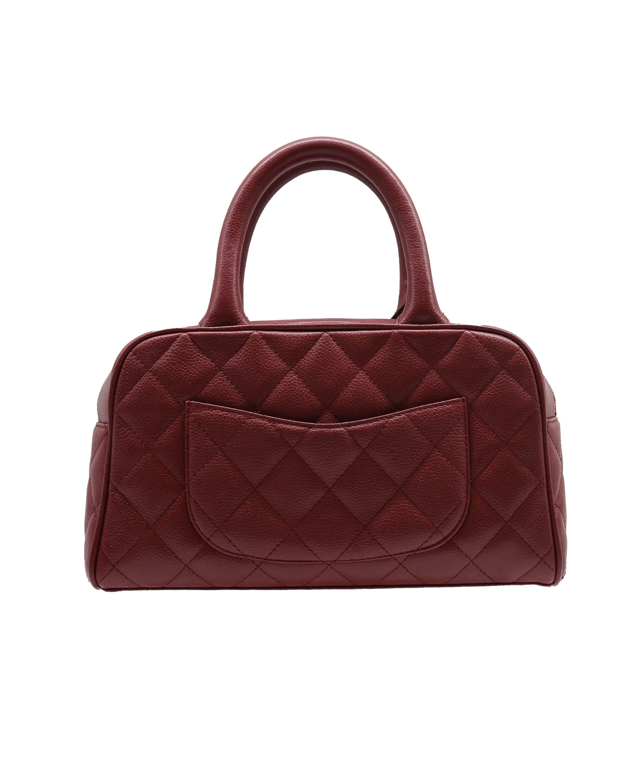 CHANEL VINTAGE MINI BOSTON HAND BAG RED CAVIAR SKIN DXBS2203