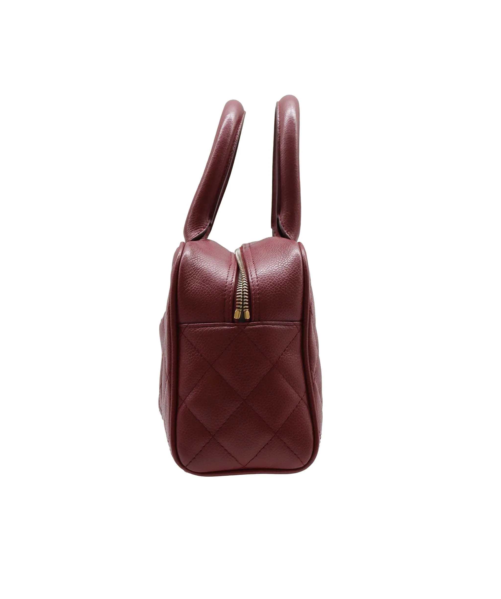 CHANEL VINTAGE MINI BOSTON HAND BAG RED CAVIAR SKIN DXBS2203