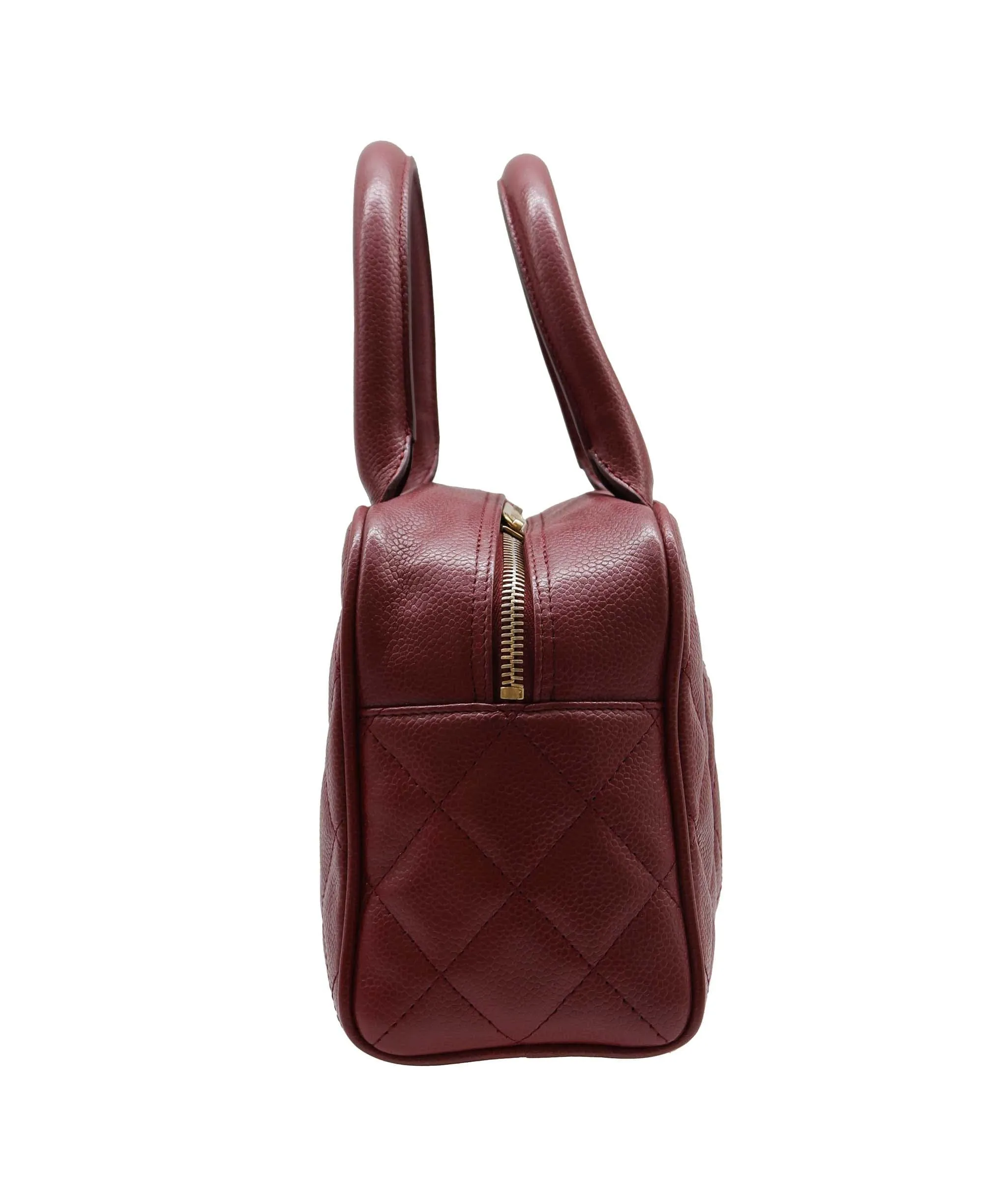 CHANEL VINTAGE MINI BOSTON HAND BAG RED CAVIAR SKIN DXBS2203