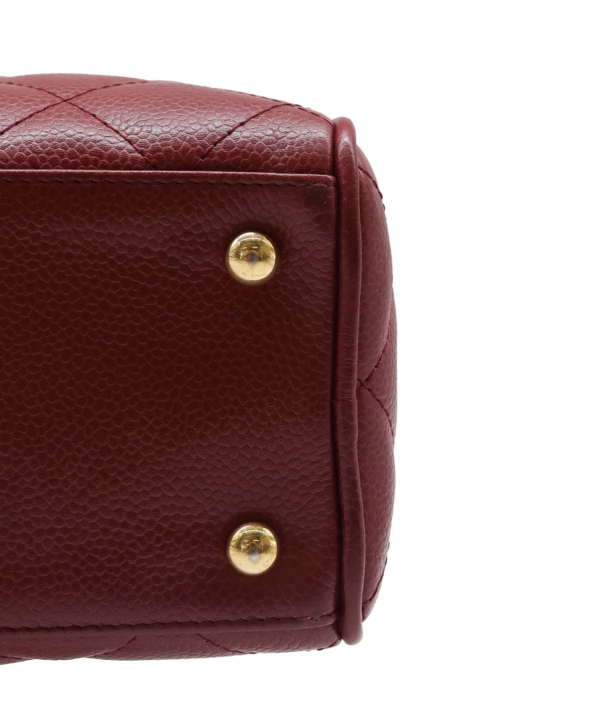 CHANEL VINTAGE MINI BOSTON HAND BAG RED CAVIAR SKIN DXBS2203
