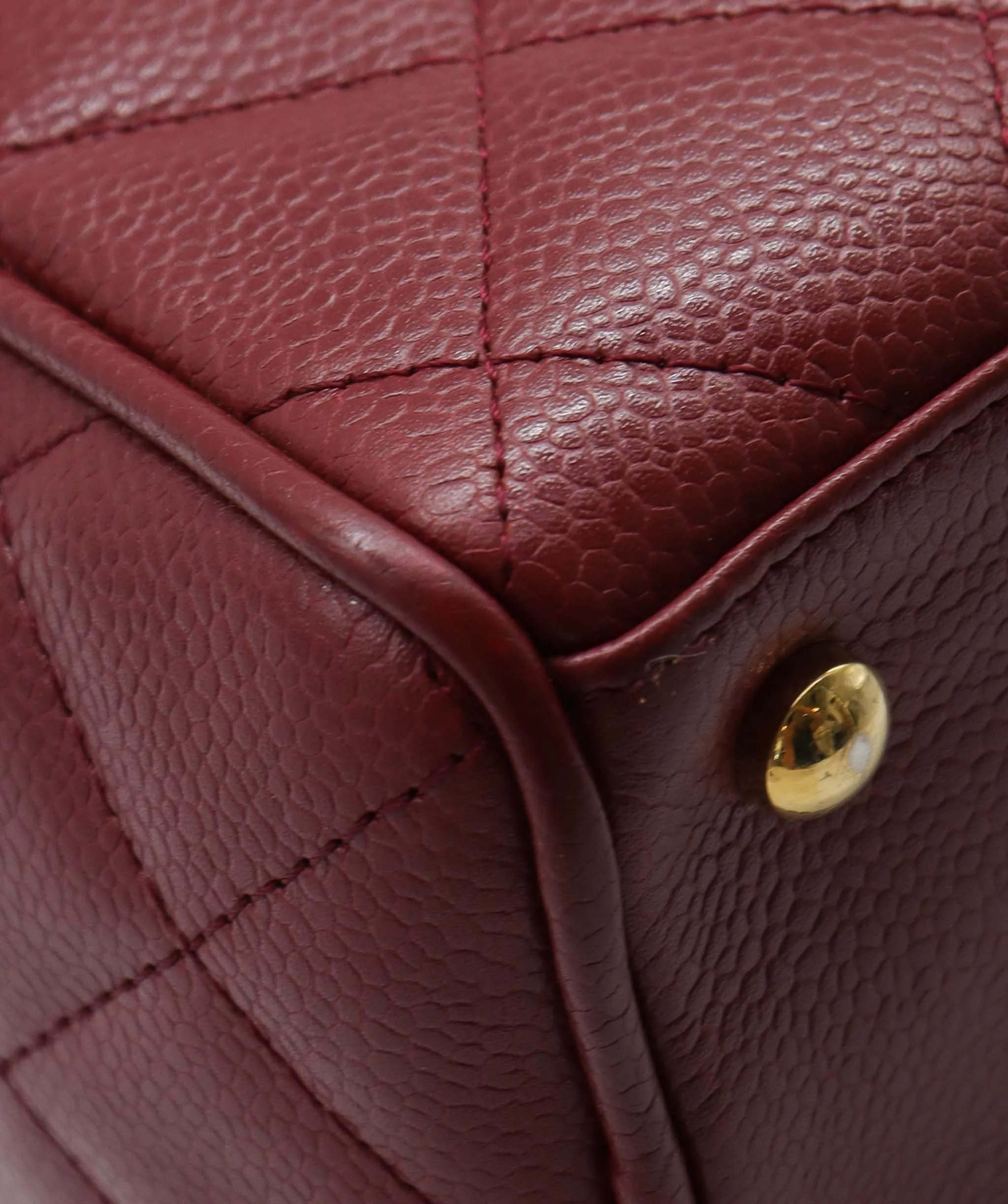 CHANEL VINTAGE MINI BOSTON HAND BAG RED CAVIAR SKIN DXBS2203