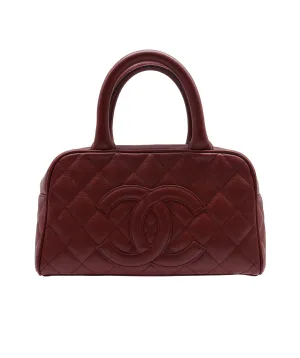 CHANEL VINTAGE MINI BOSTON HAND BAG RED CAVIAR SKIN DXBS2203