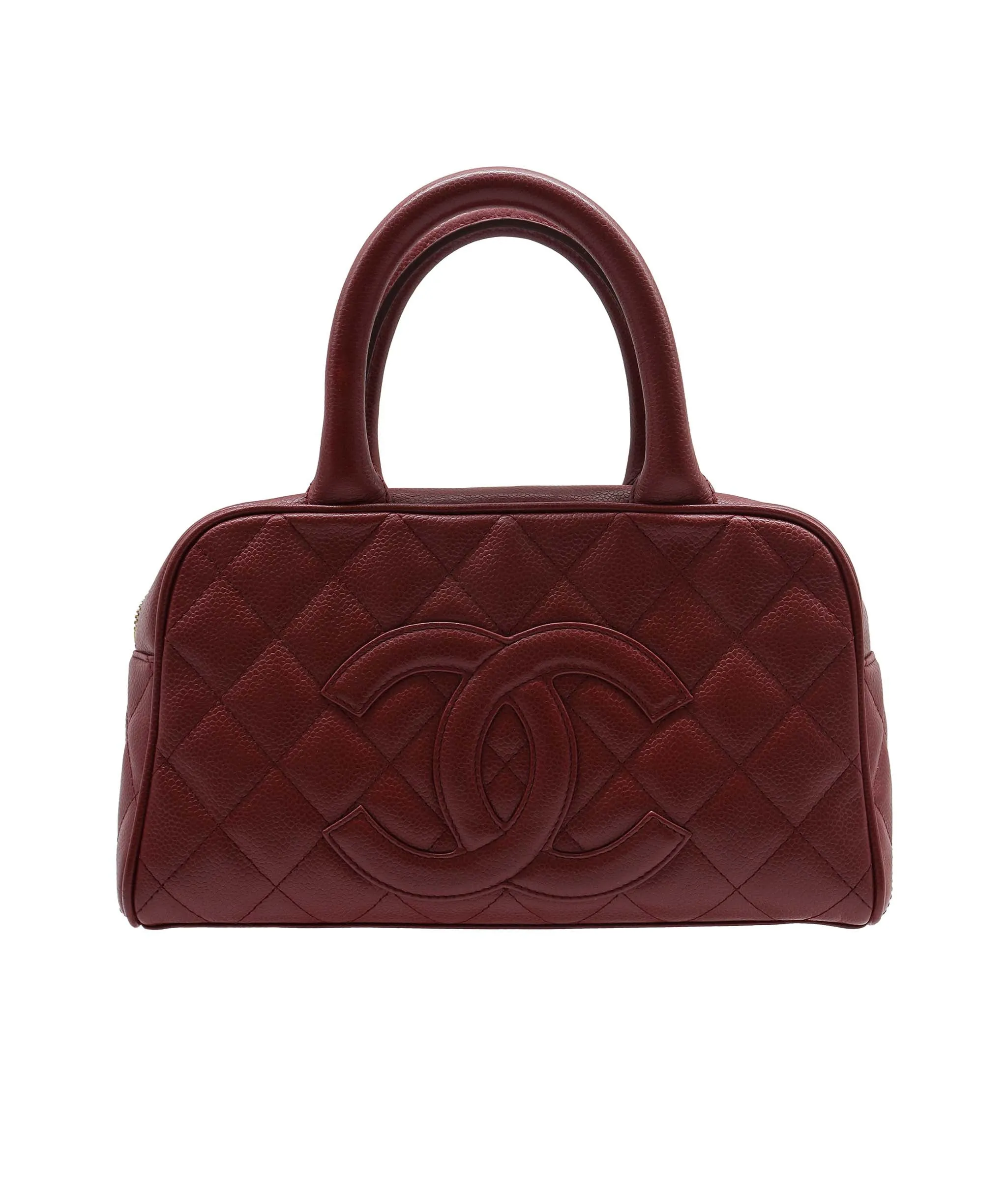 CHANEL VINTAGE MINI BOSTON HAND BAG RED CAVIAR SKIN DXBS2203