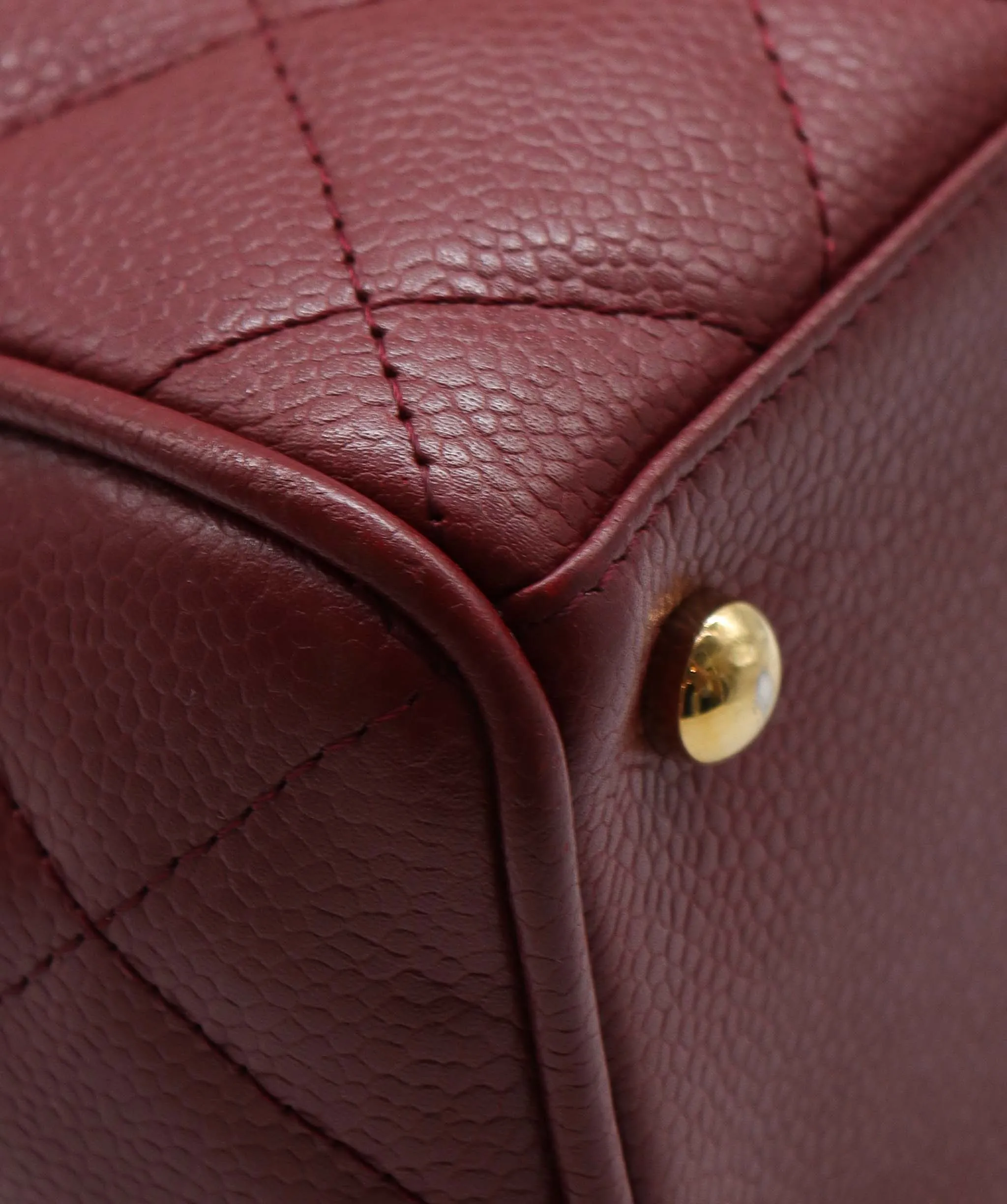 CHANEL VINTAGE MINI BOSTON HAND BAG RED CAVIAR SKIN DXBS2203