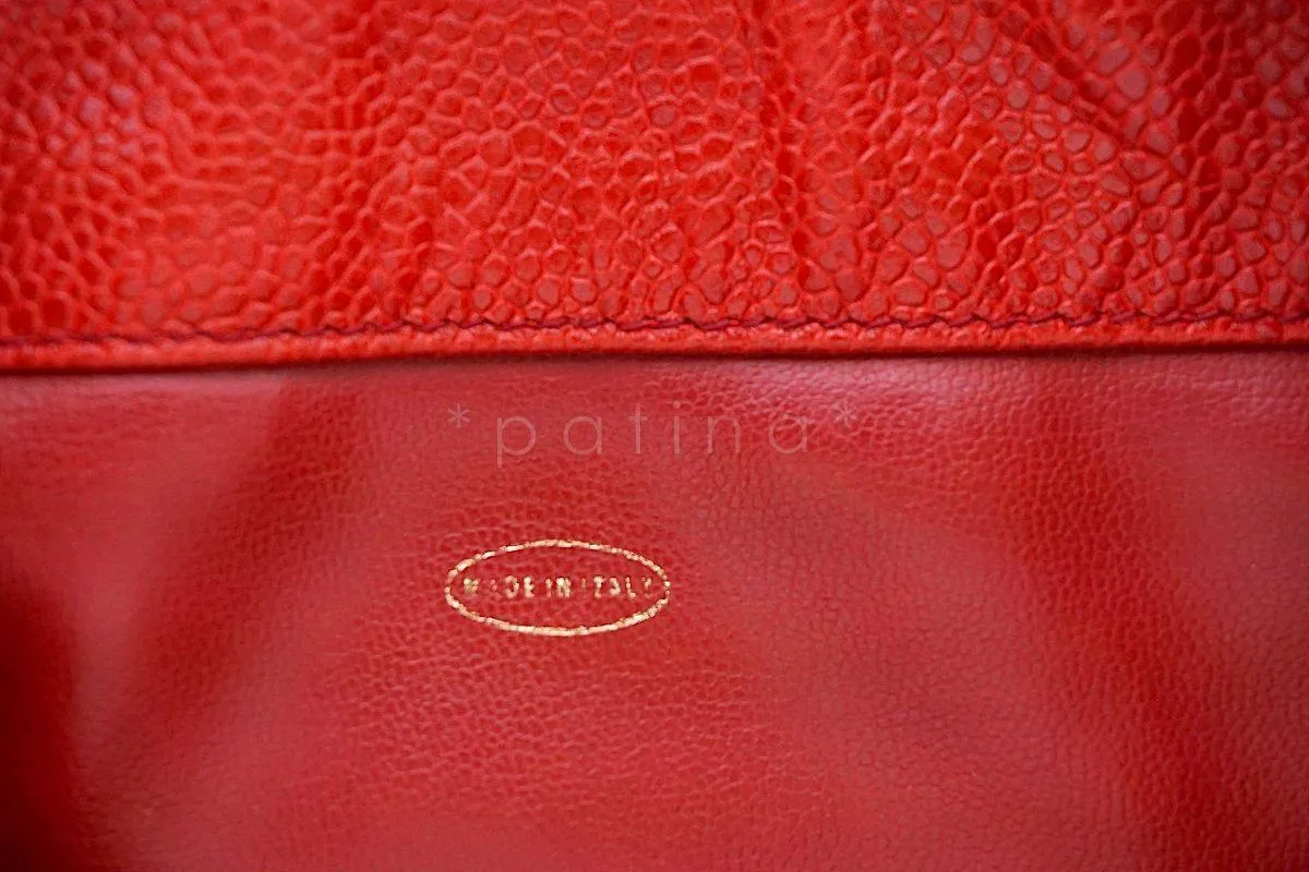 Chanel Vintage Red Caviar CC Drawstring Bucket Bag 24k GHW
