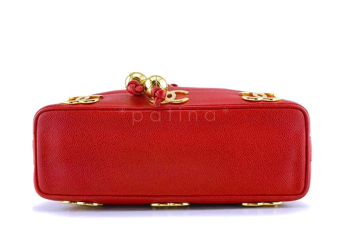 Chanel Vintage Red Caviar CC Drawstring Bucket Bag 24k GHW