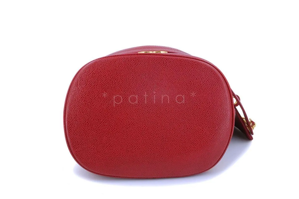 Chanel Vintage Red Caviar Drawstring Bucket Bag 24k GHW