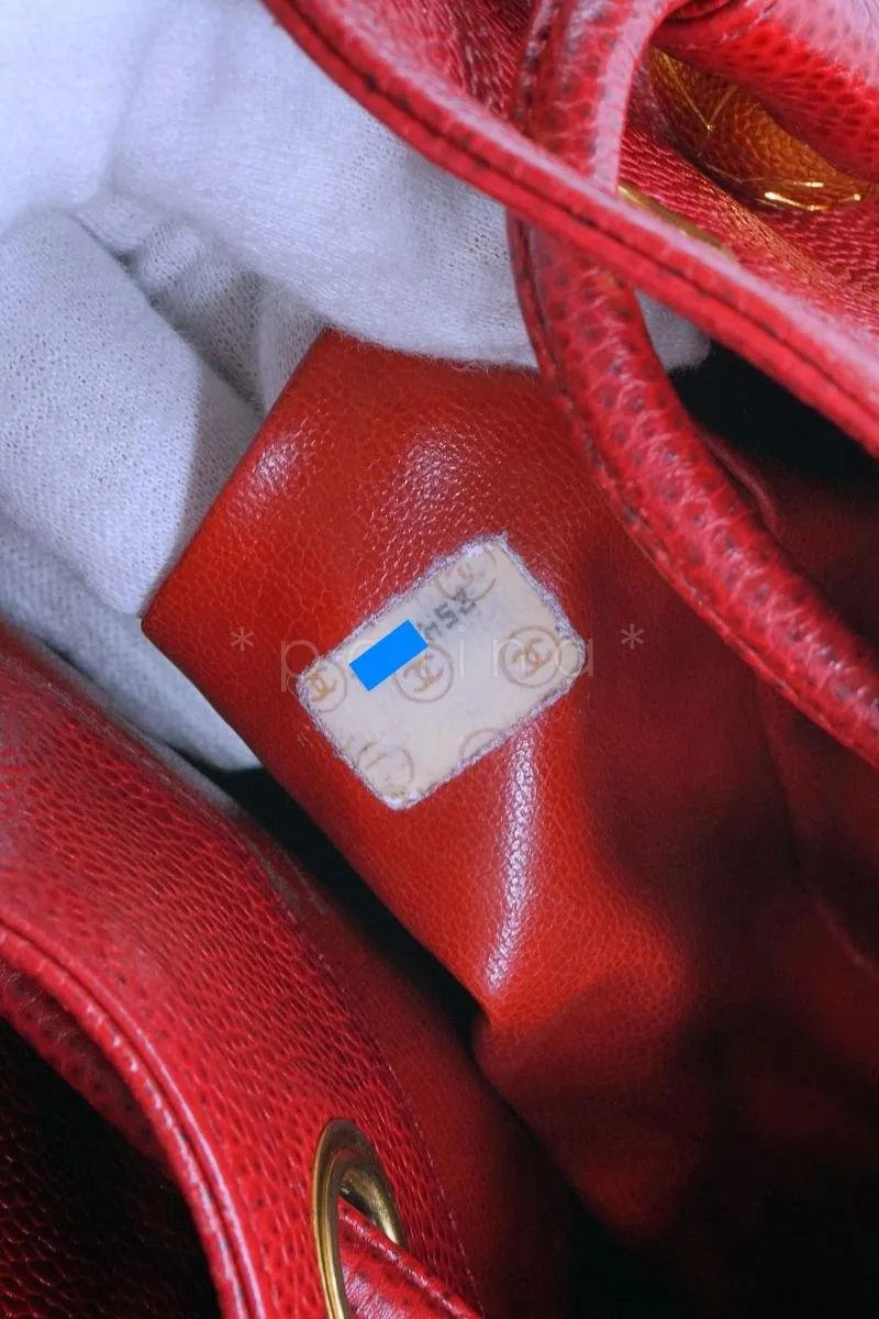 Chanel Vintage Red Caviar Drawstring Bucket Bag 24k GHW